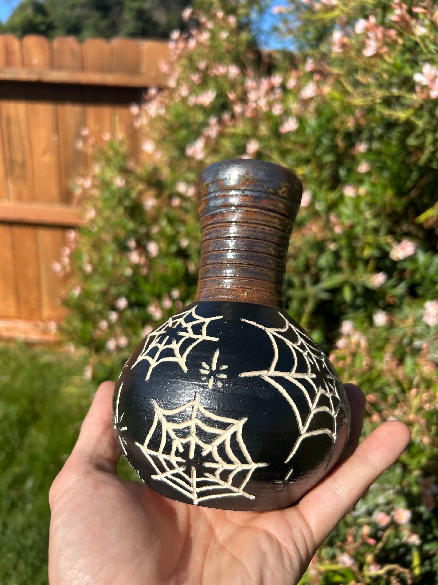 Copper Spiderweb Vase