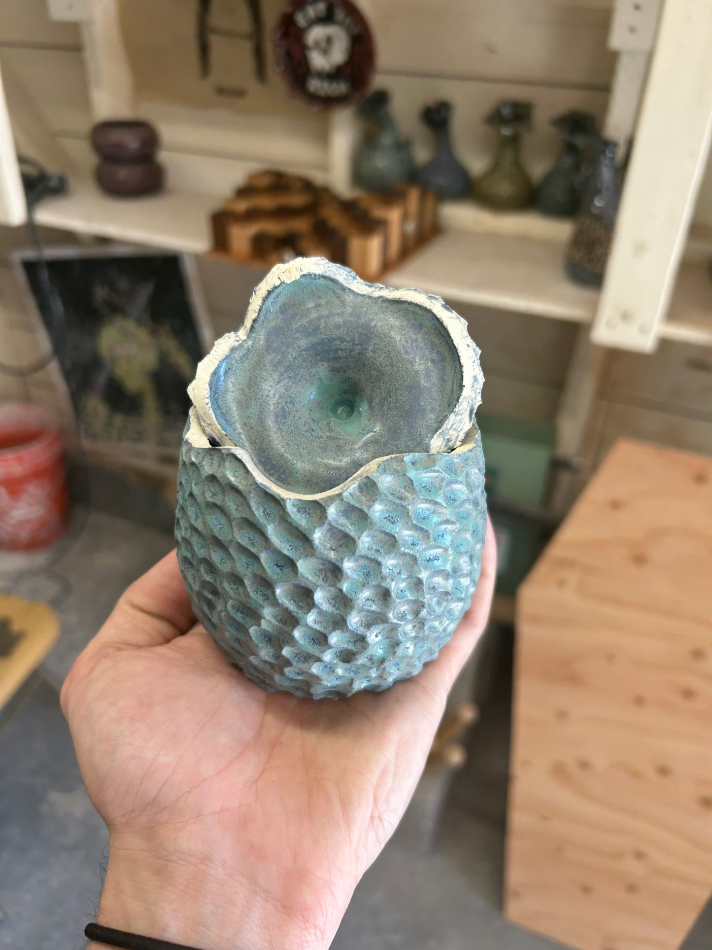 Speckled Blue Dragon Egg Jar