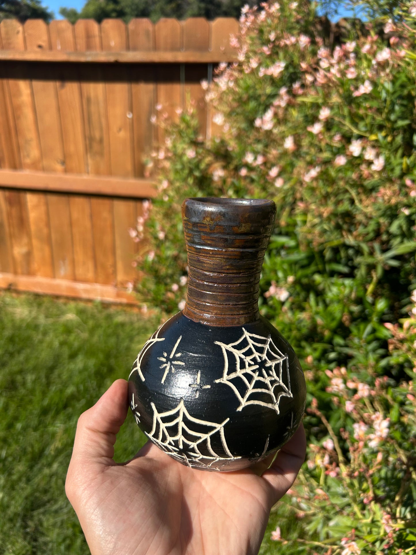 Copper Spiderweb Vase
