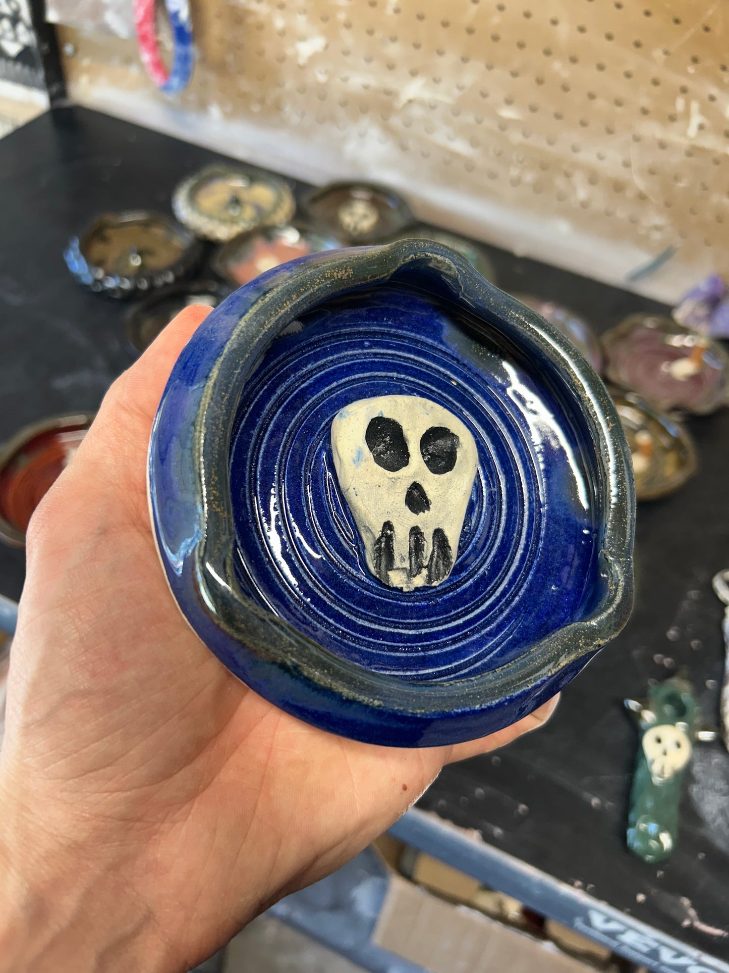 Sapphire Skull Ashtray