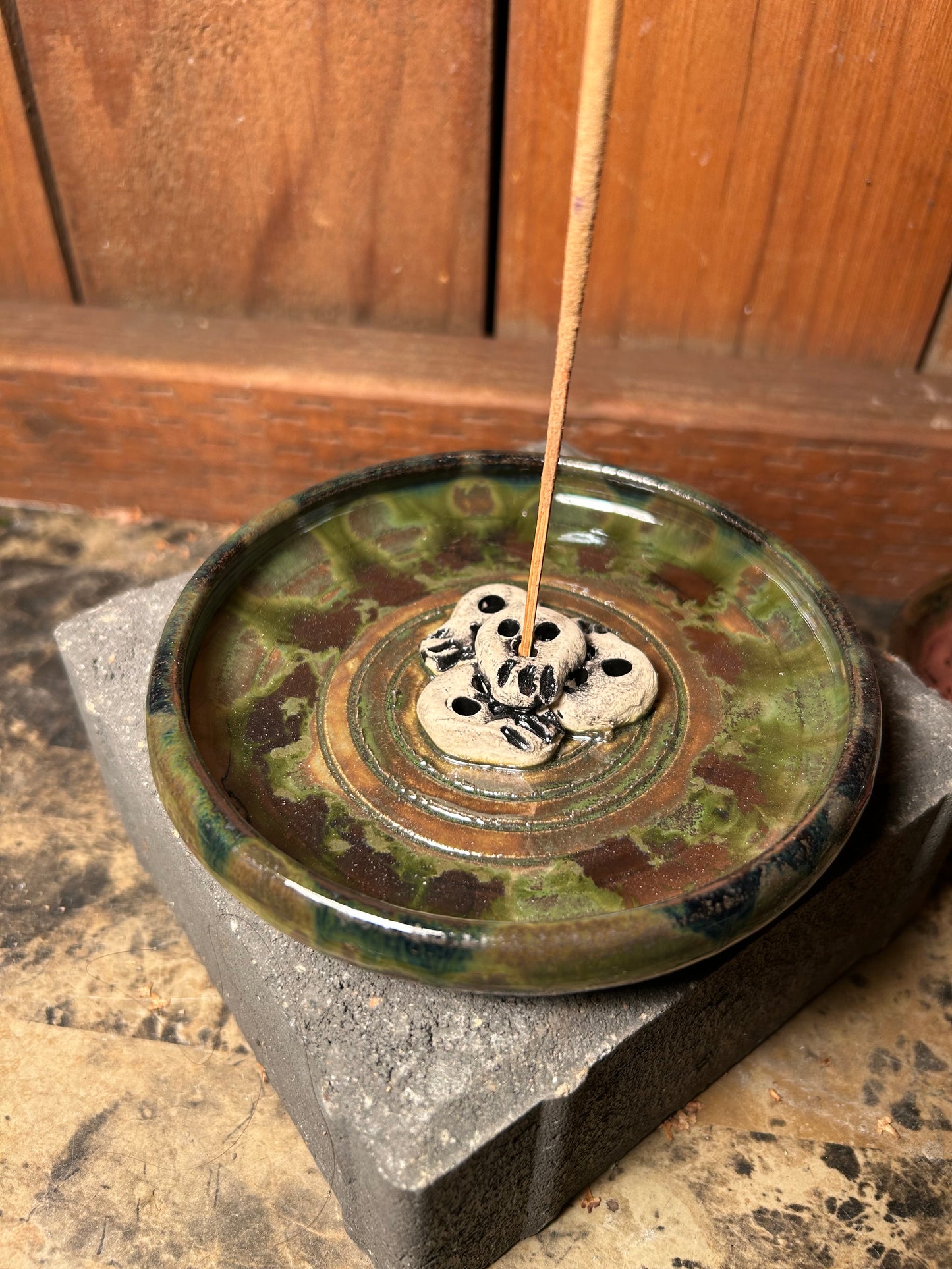 Seaweed Green Skullstack Incense Holder
