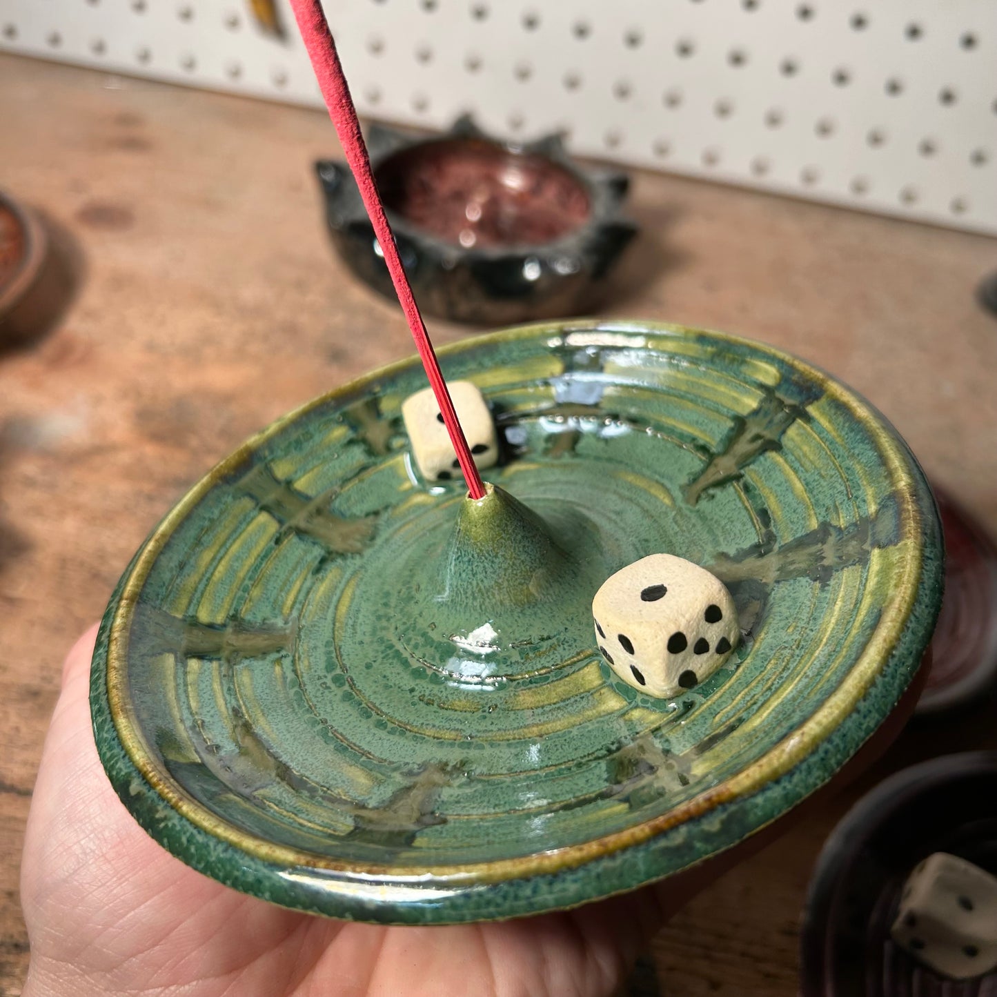 Green Dice Incense Holder