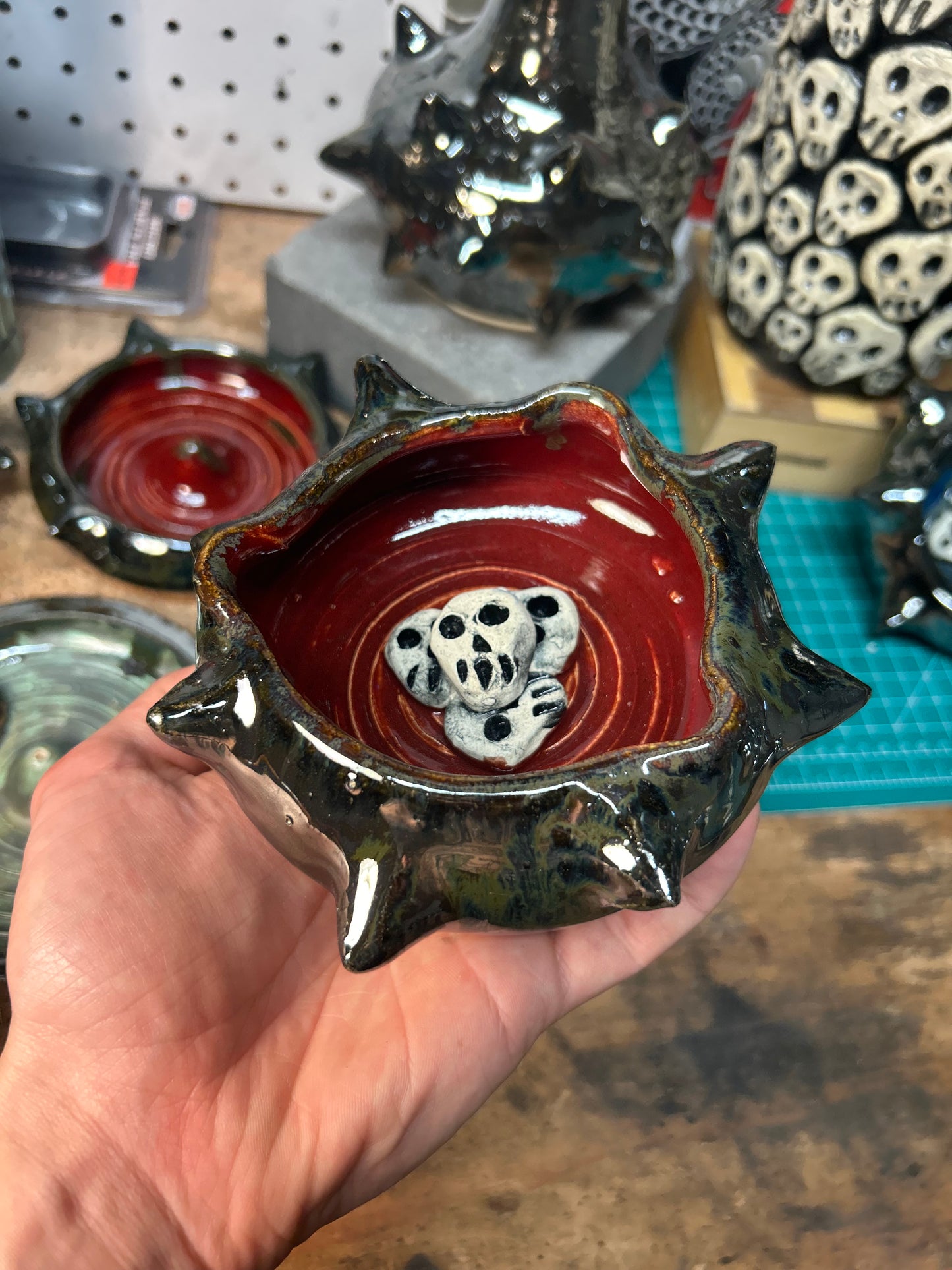 Spiky Red Skullstack Ashtray