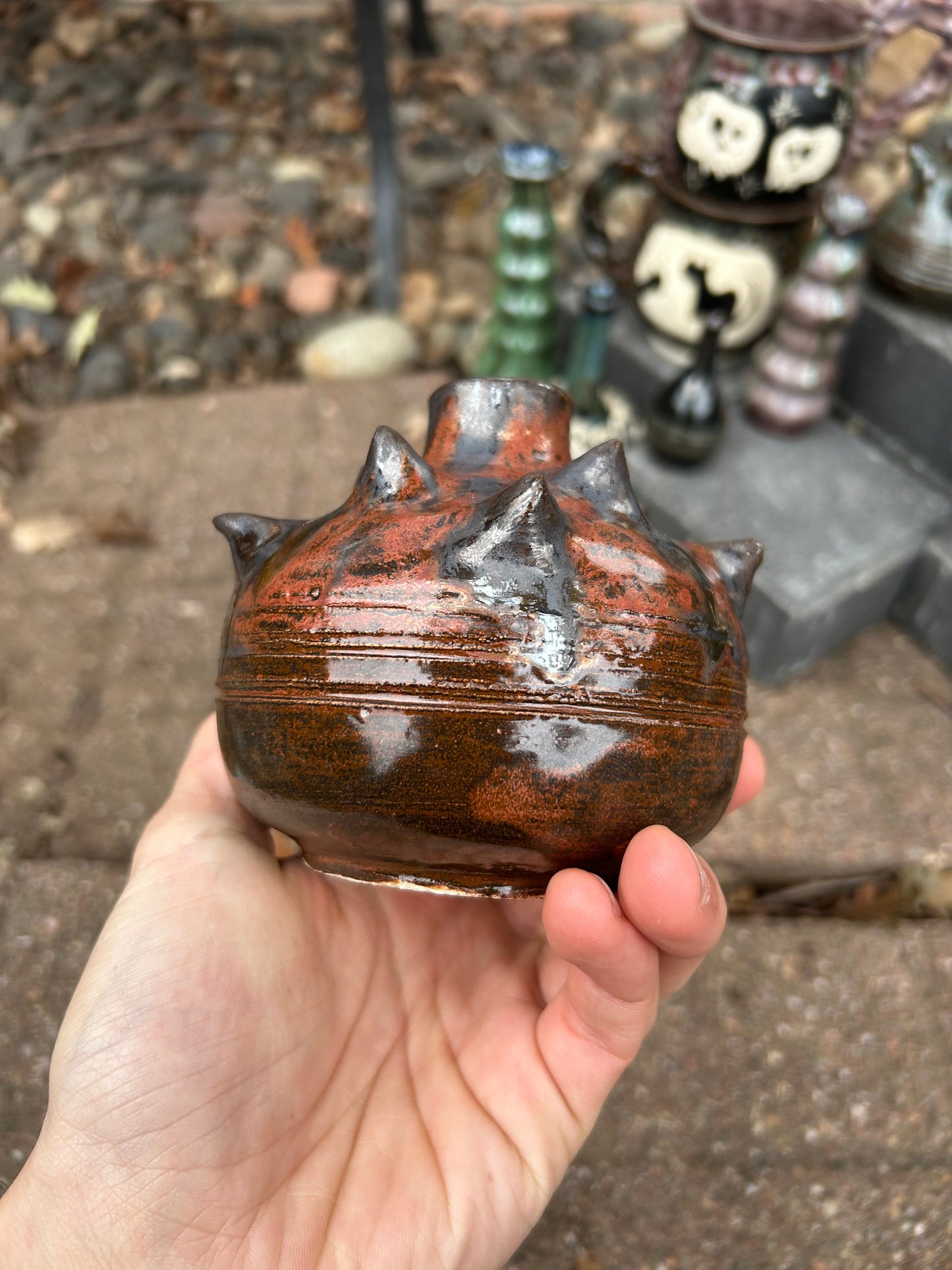 Spiked Out Copper Vase