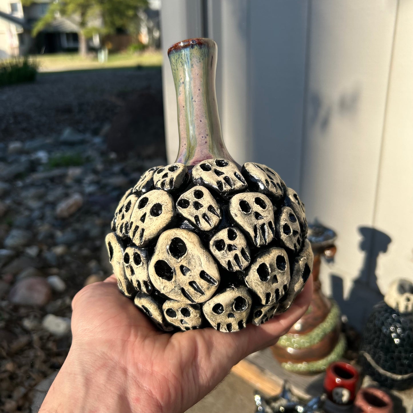 Merlot Skull Vase