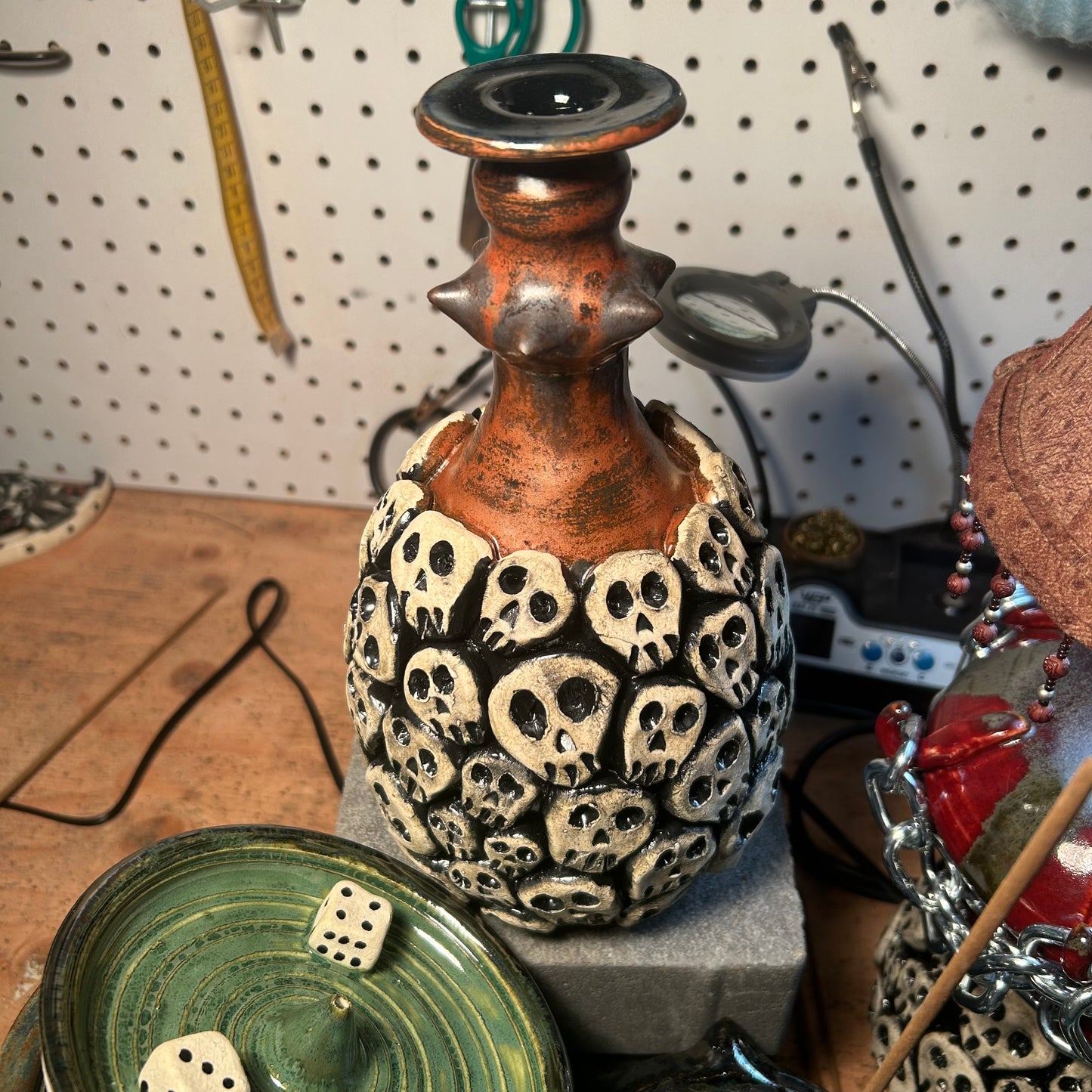 Copper Spike Skull Vase