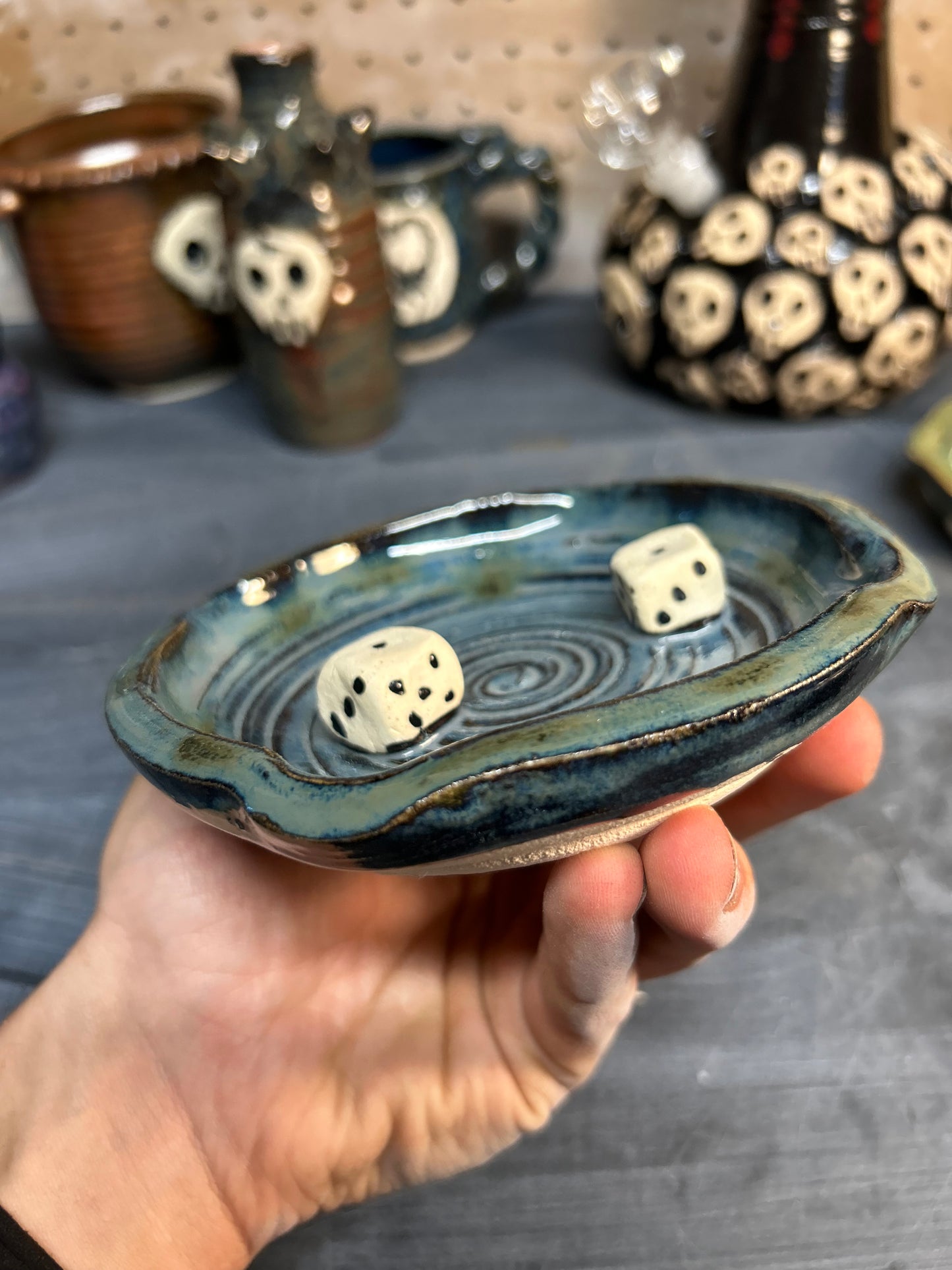 Blue Dice Ashtray