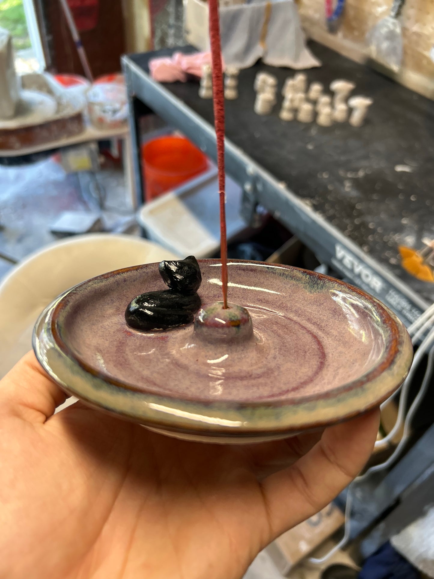 Purple Cat Incense Holder