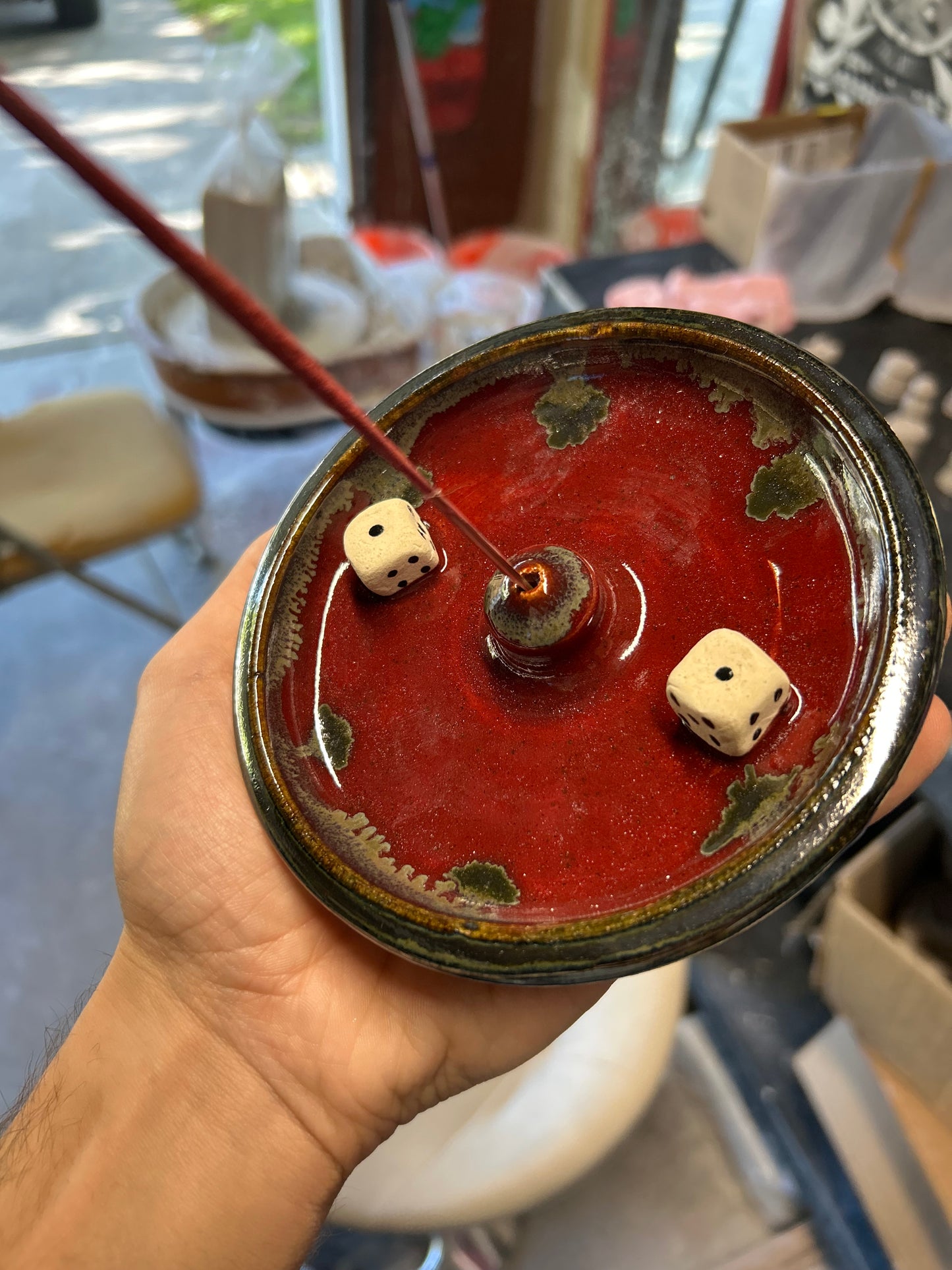 Red Dice Incense Holder