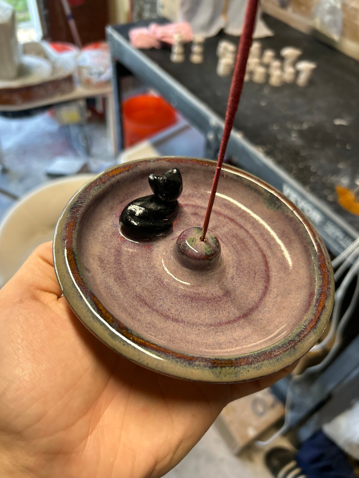 Purple Cat Incense Holder