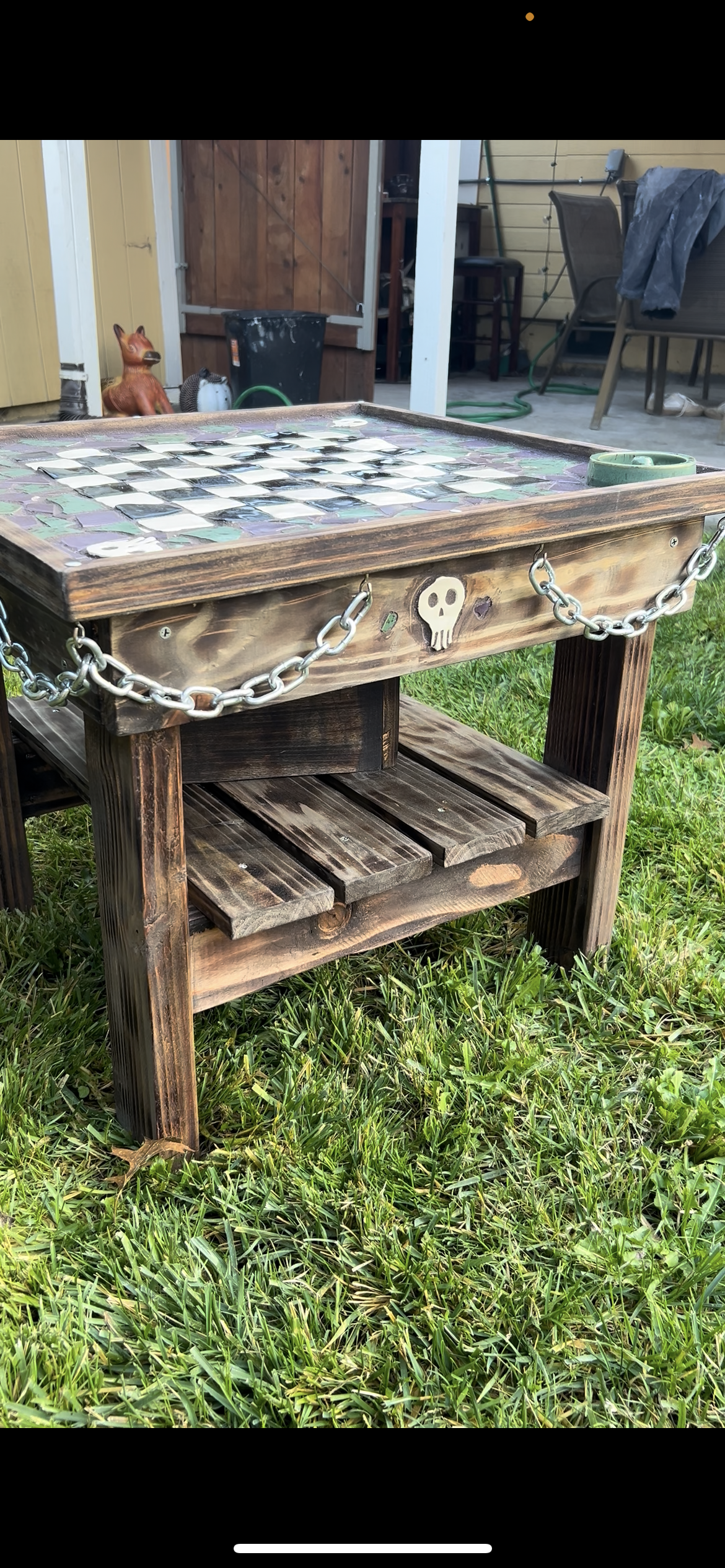 Chess Table with Pieces and Box