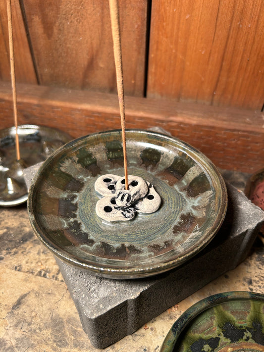 Green Grey Skullstack Incense Holder