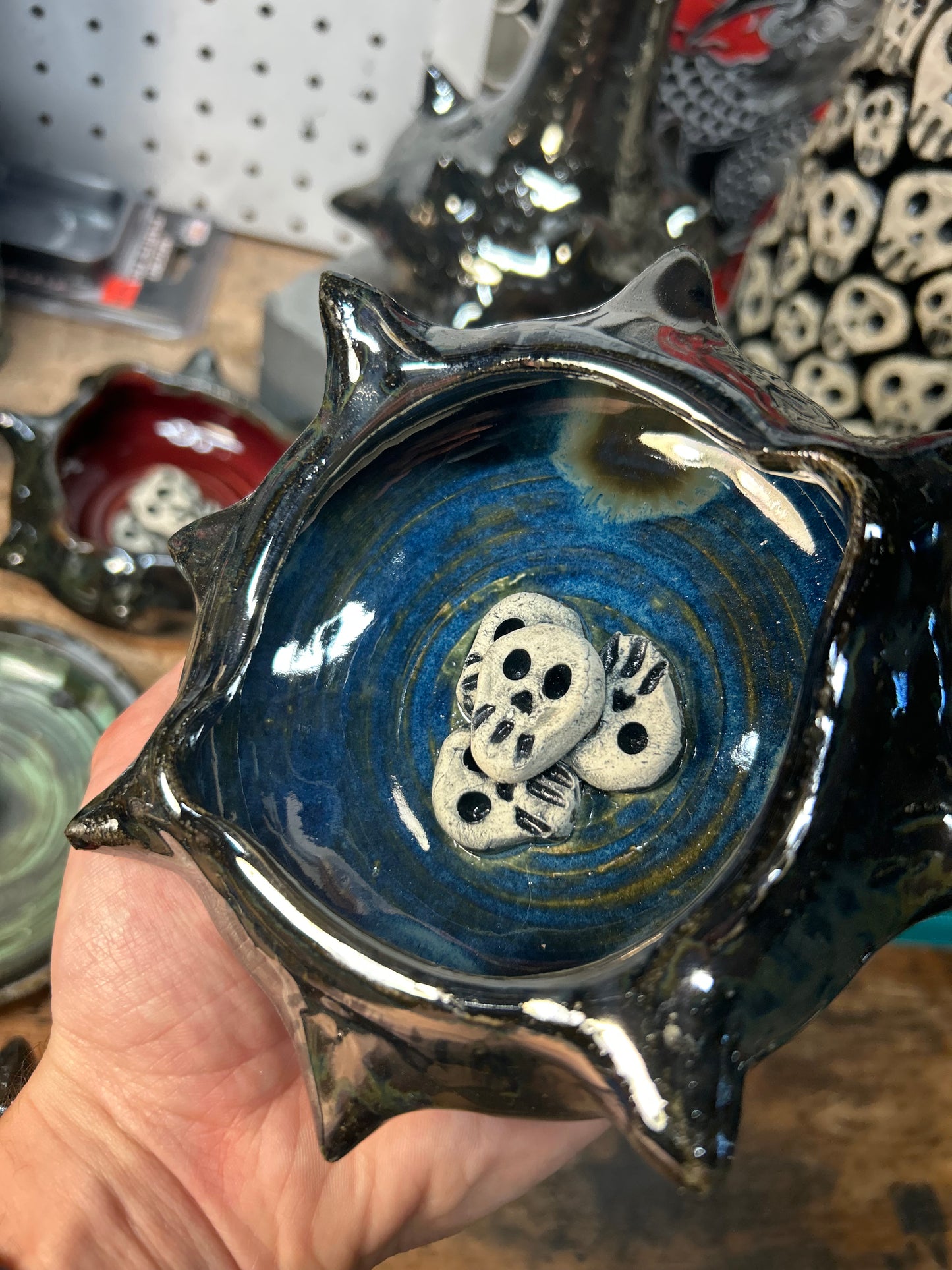 Spiky Blue Skullstack Ashtray