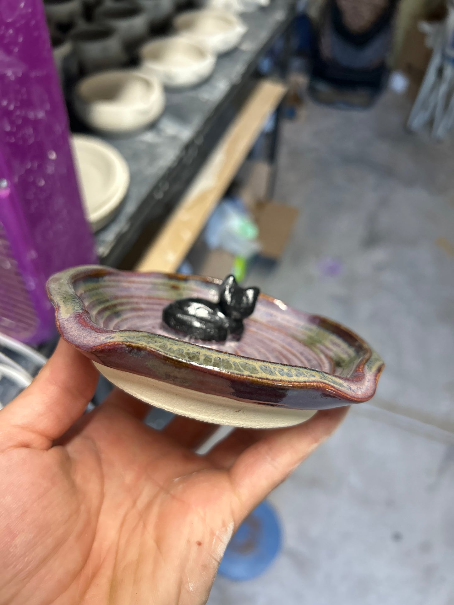 Purple Cat Ashtray