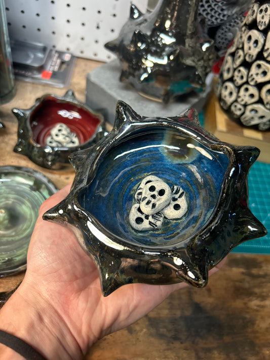 Spiky Blue Skullstack Ashtray