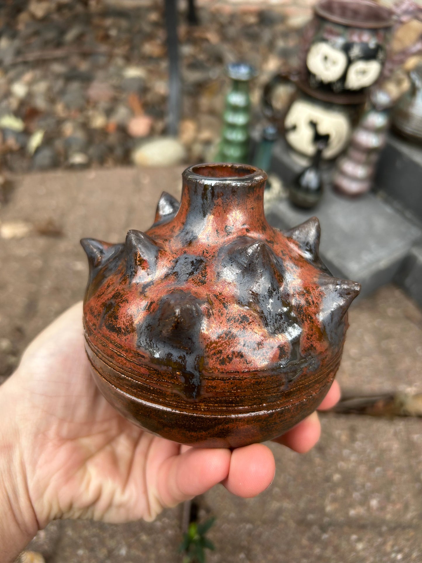 Spiked Out Copper Vase