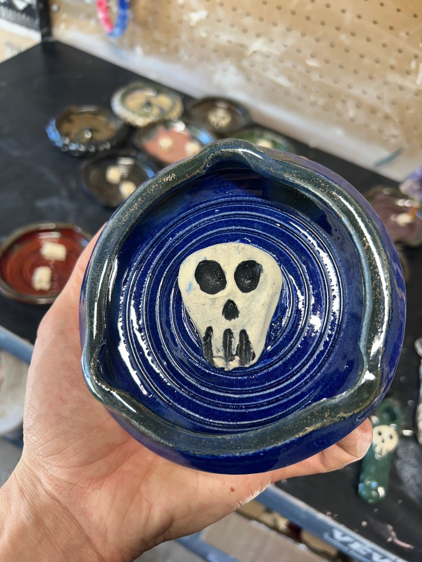 Sapphire Skull Ashtray