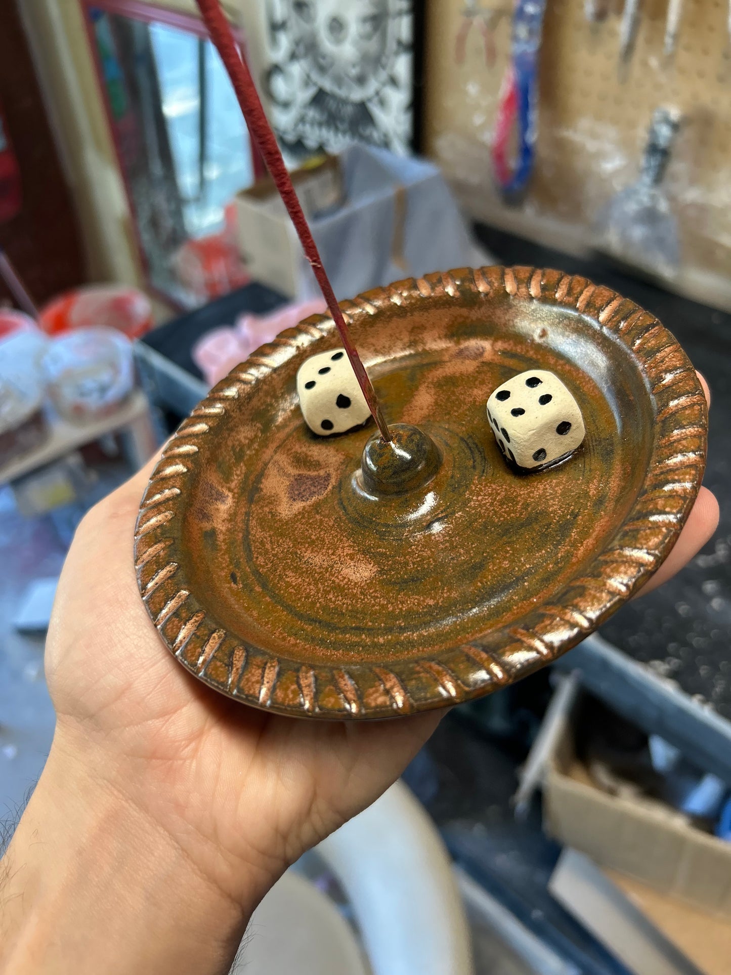 Copper Dice Incense Holder