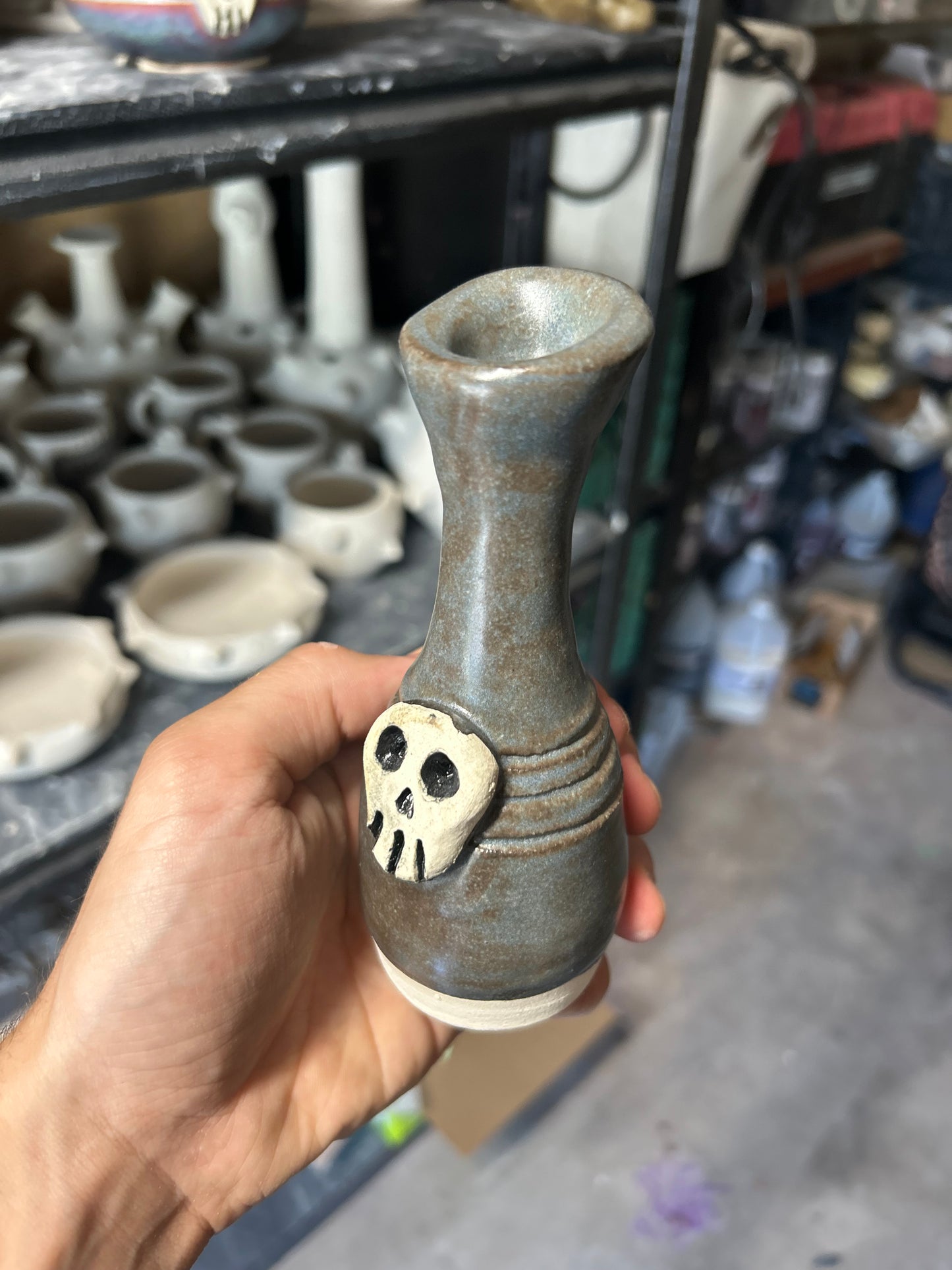 Cloudy Skull Vase