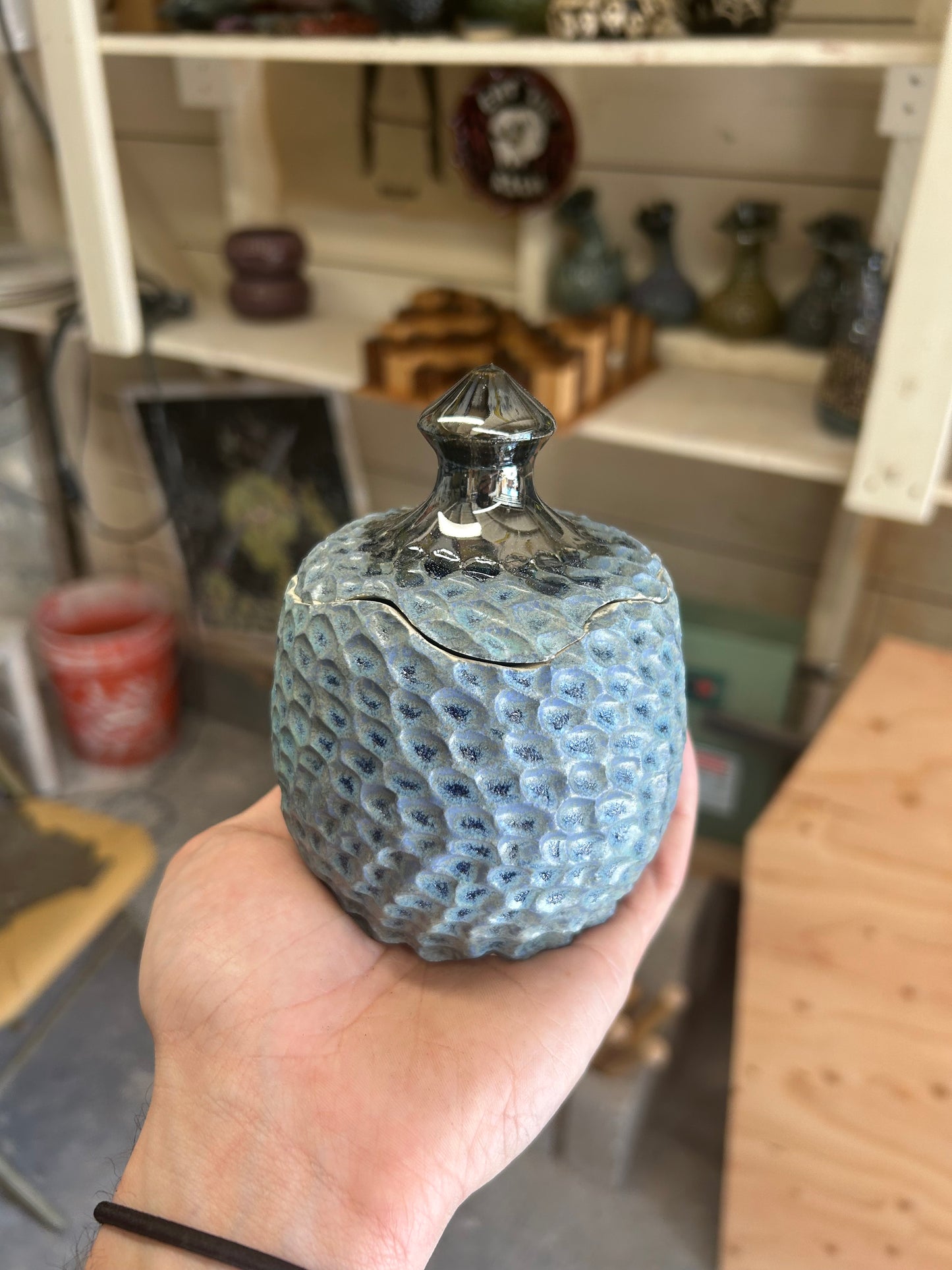Speckled Blue Dragon Egg Jar