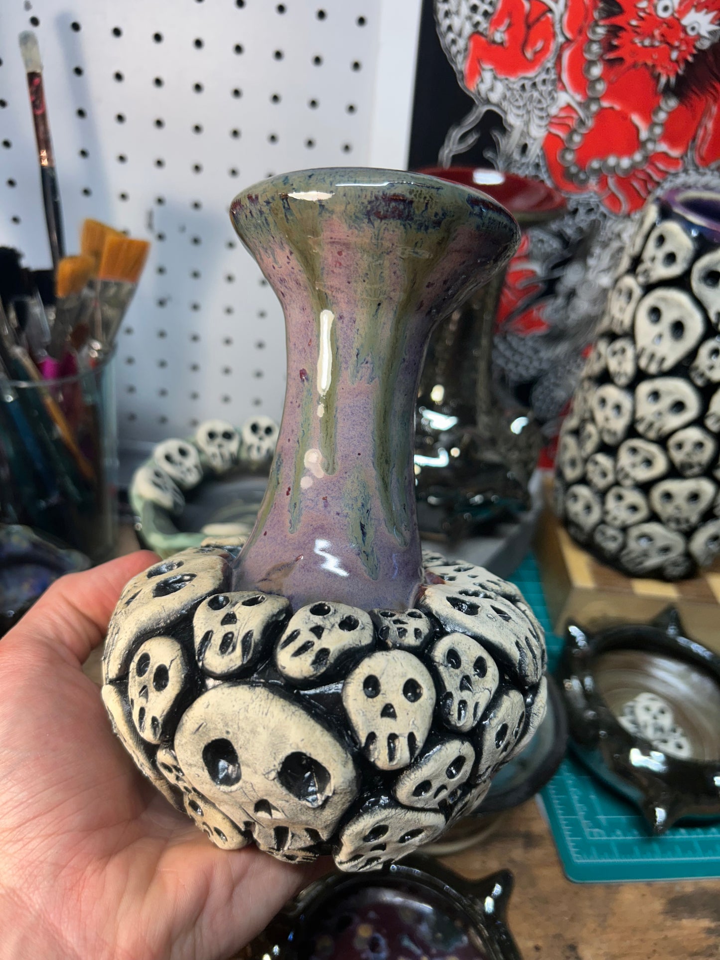 Purple Skull Vase