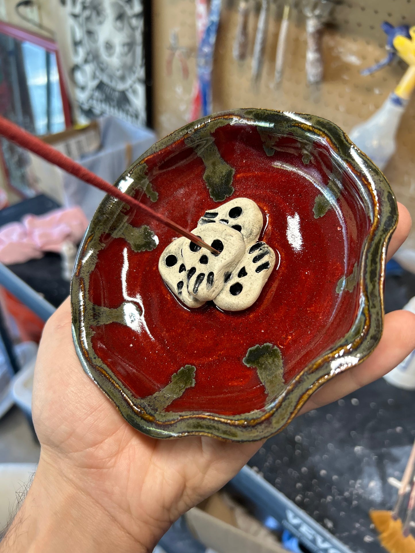 Red Skullstack Incense Holder