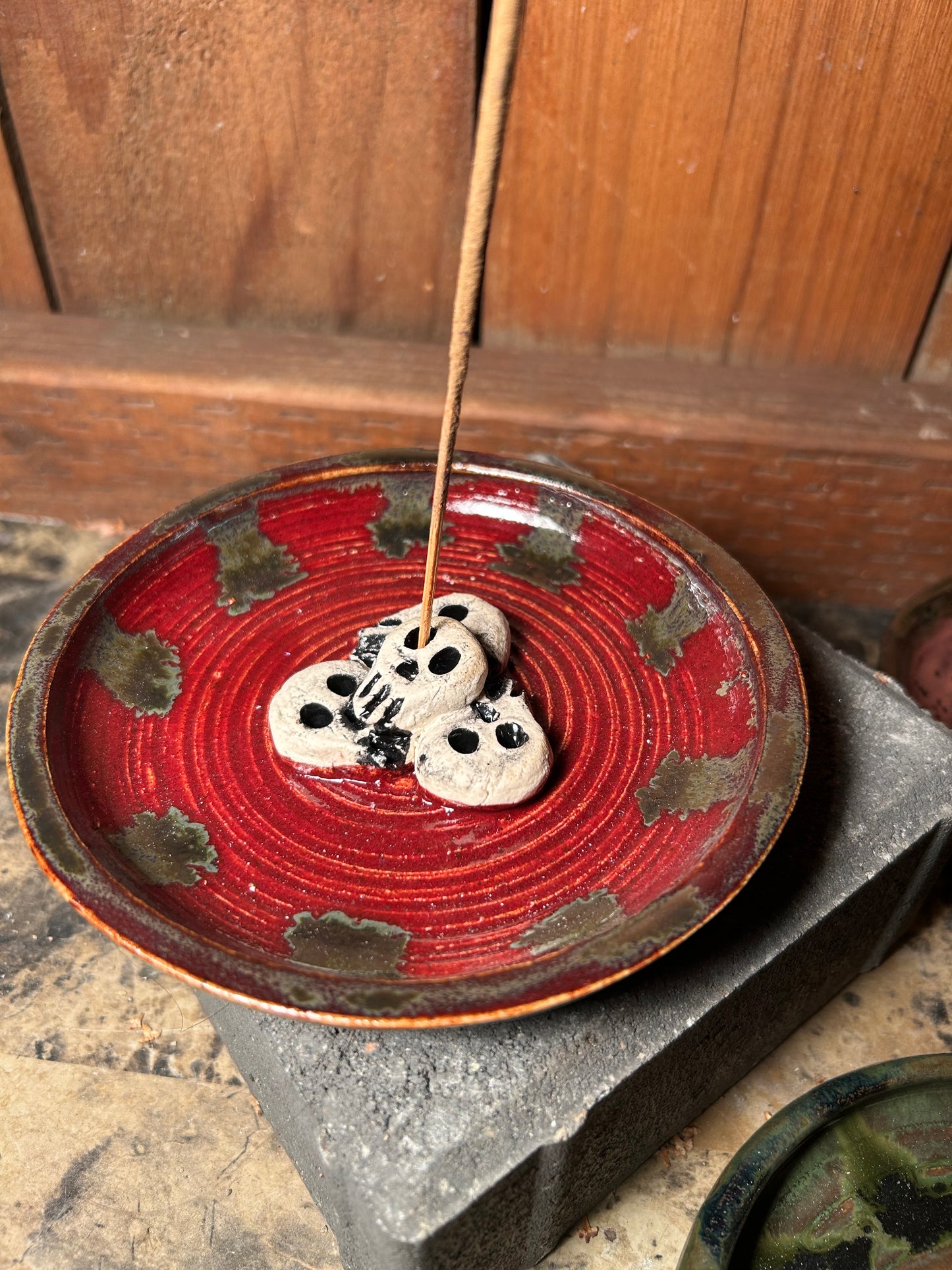 Crimson Red Skullstack Incense Holder