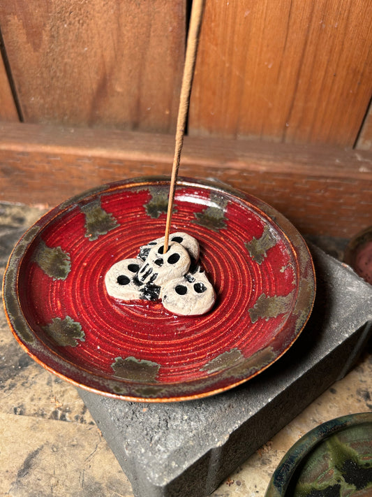 Crimson Red Skullstack Incense Holder