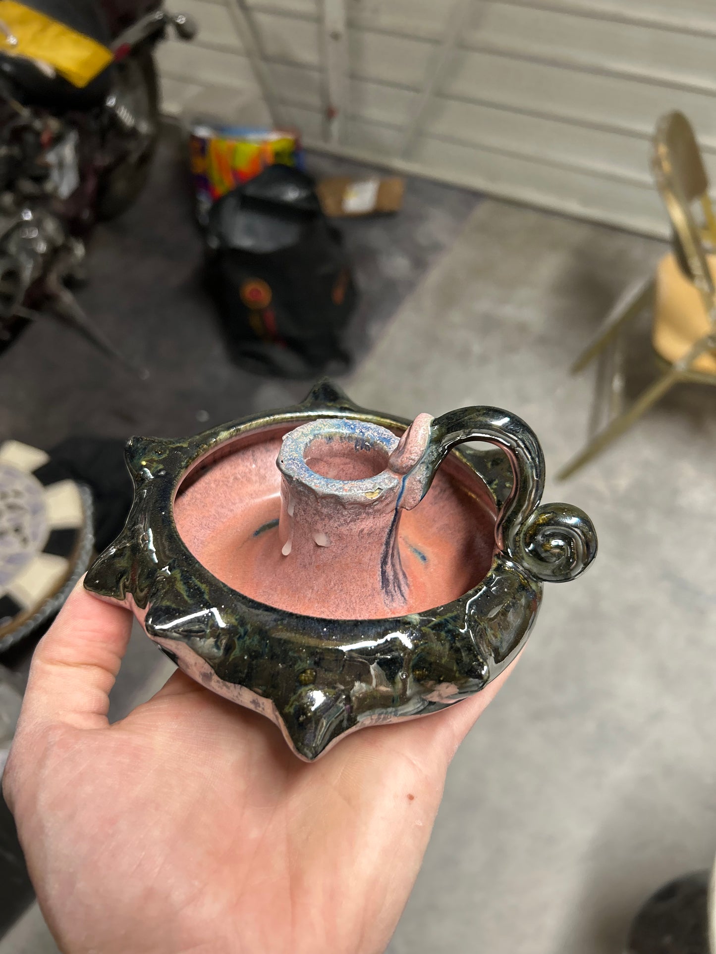 Pink Chrome Candleholder