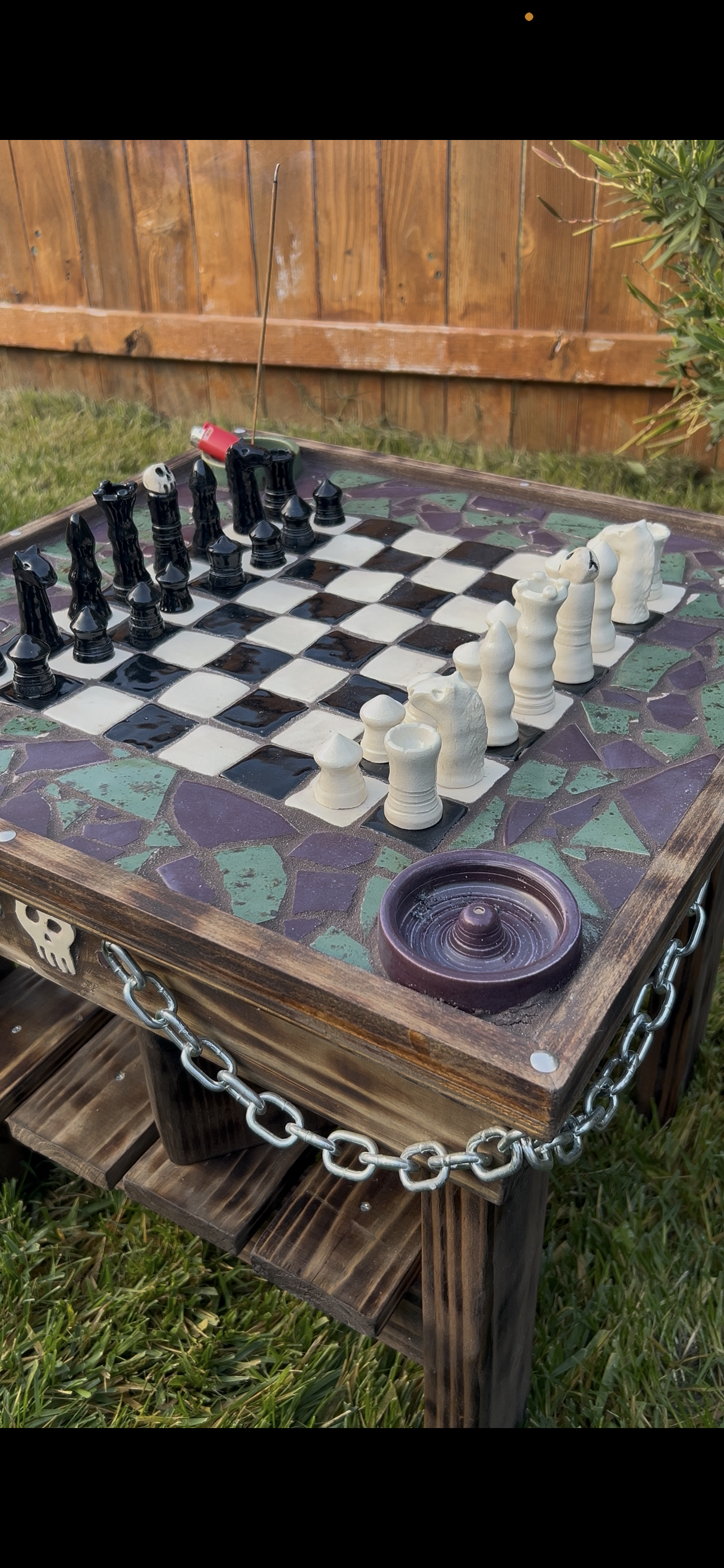 Chess Table with Pieces and Box