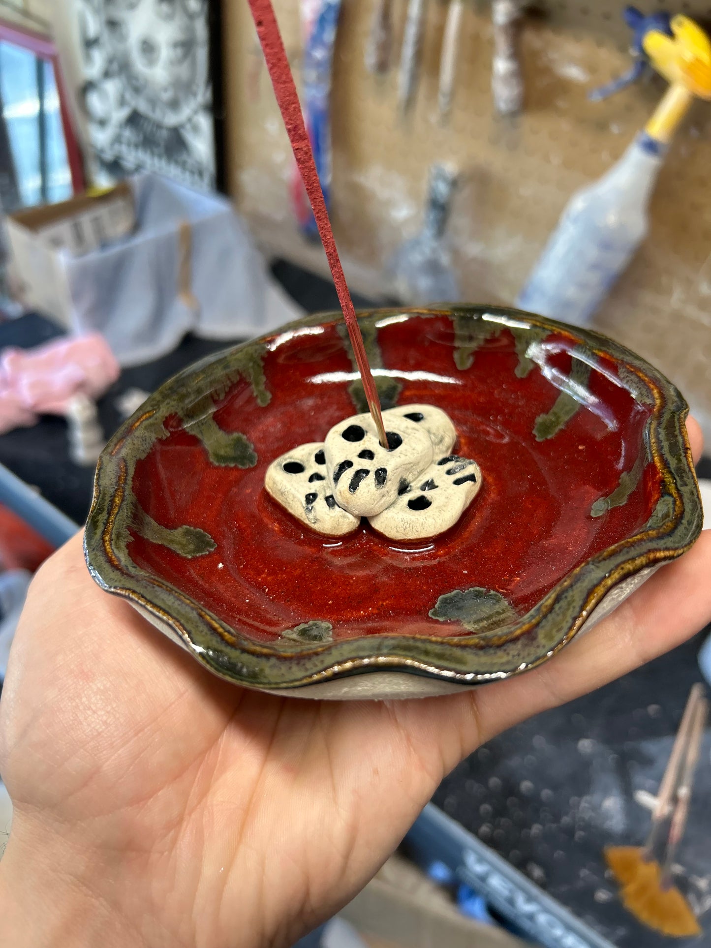 Red Skullstack Incense Holder