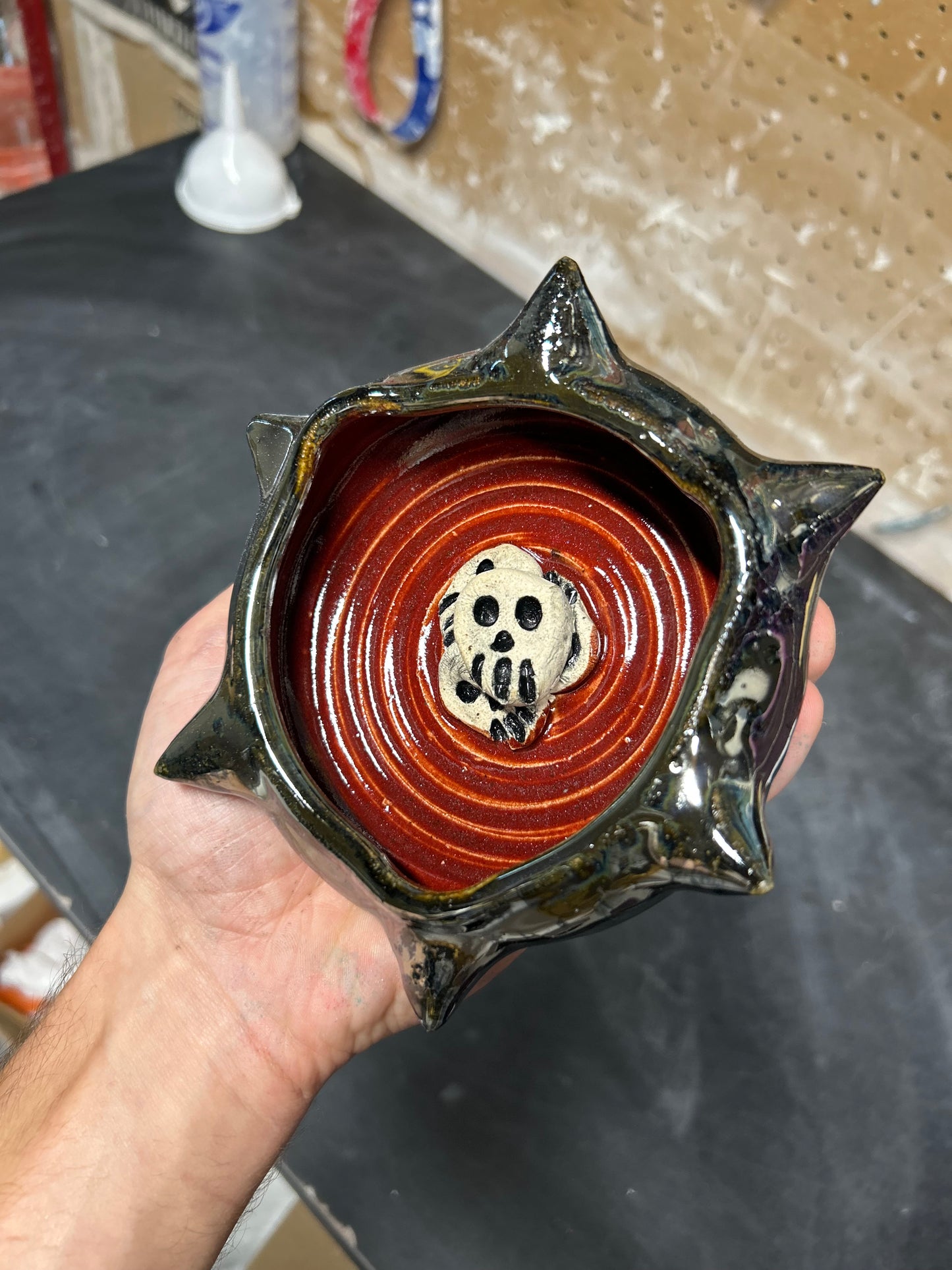 Spiky Red Skullstack Ashtray