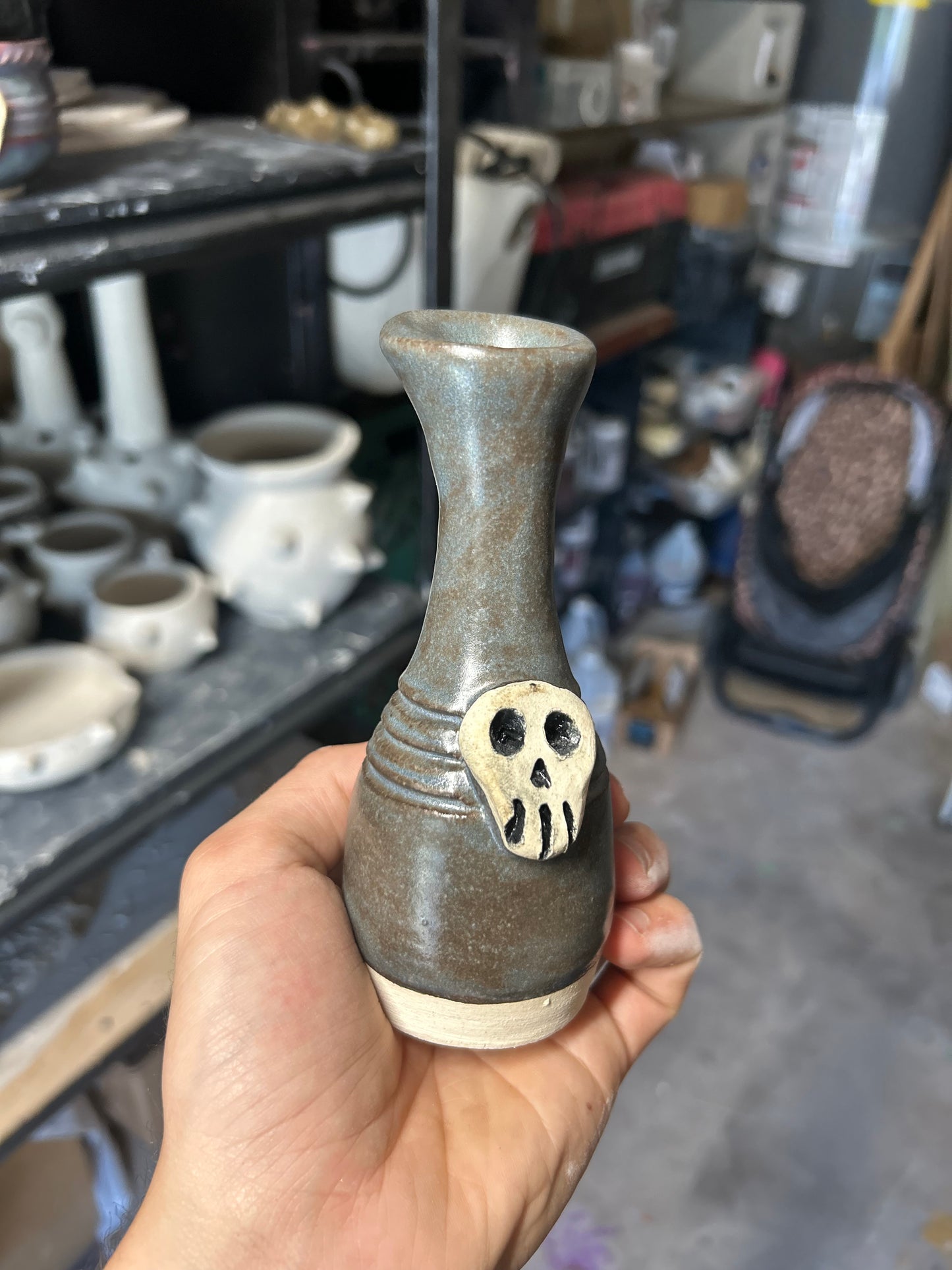 Cloudy Skull Vase