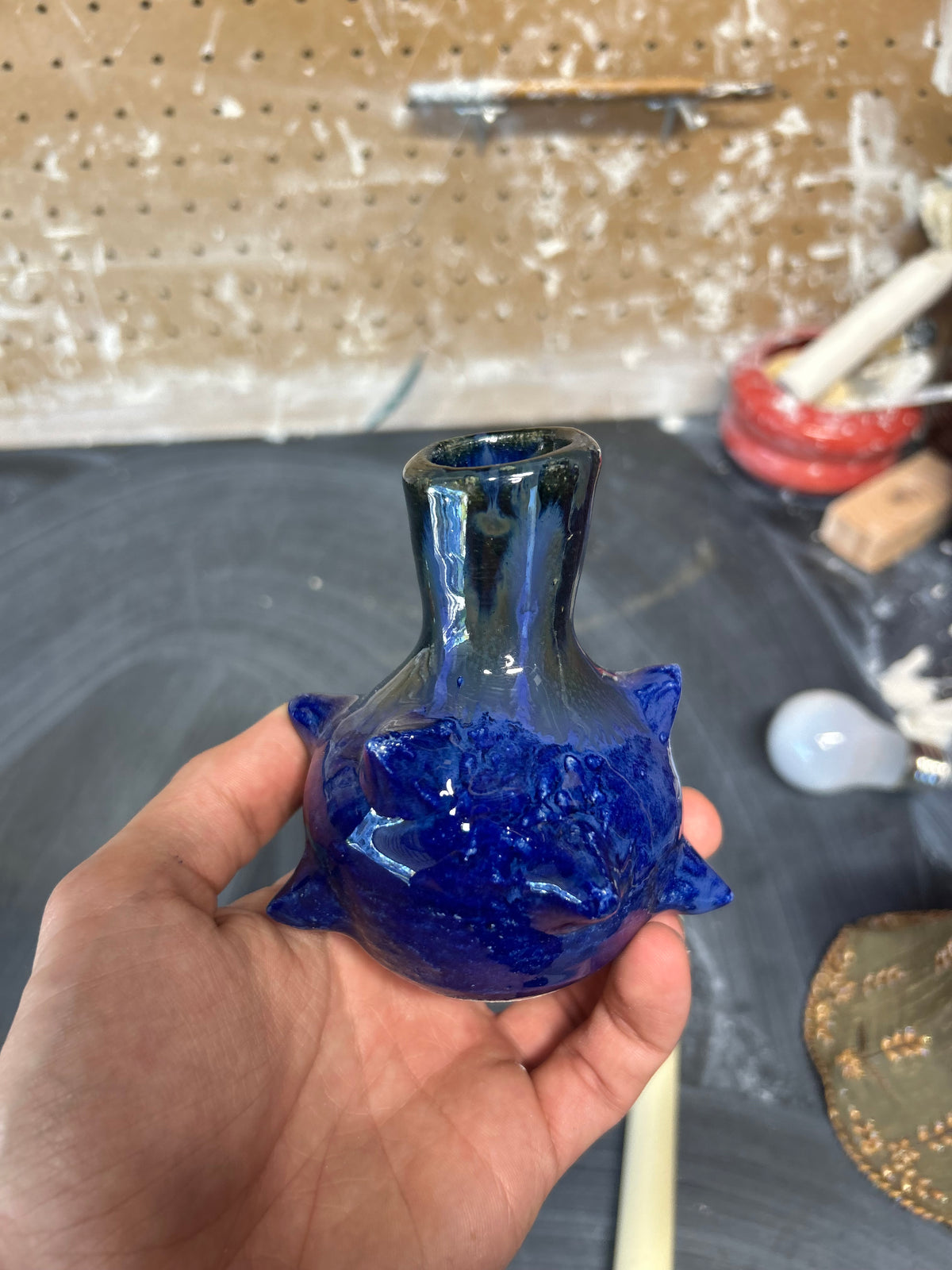 Spiky Sapphire Mini Vase
