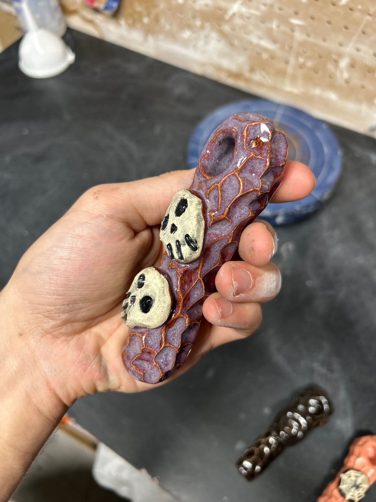 Purple Double Skull Pipe
