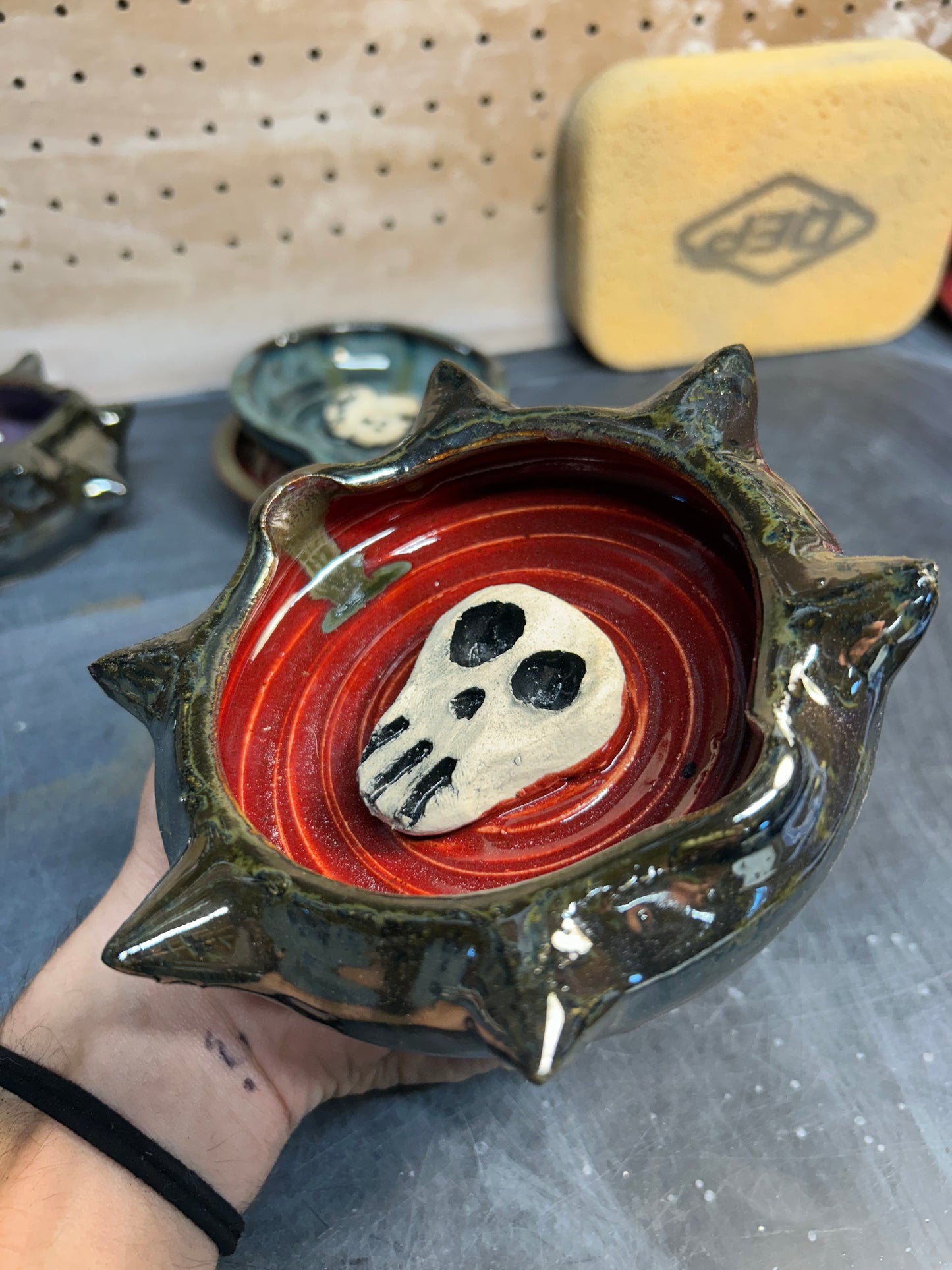 Spiky Red Skull Ashtray