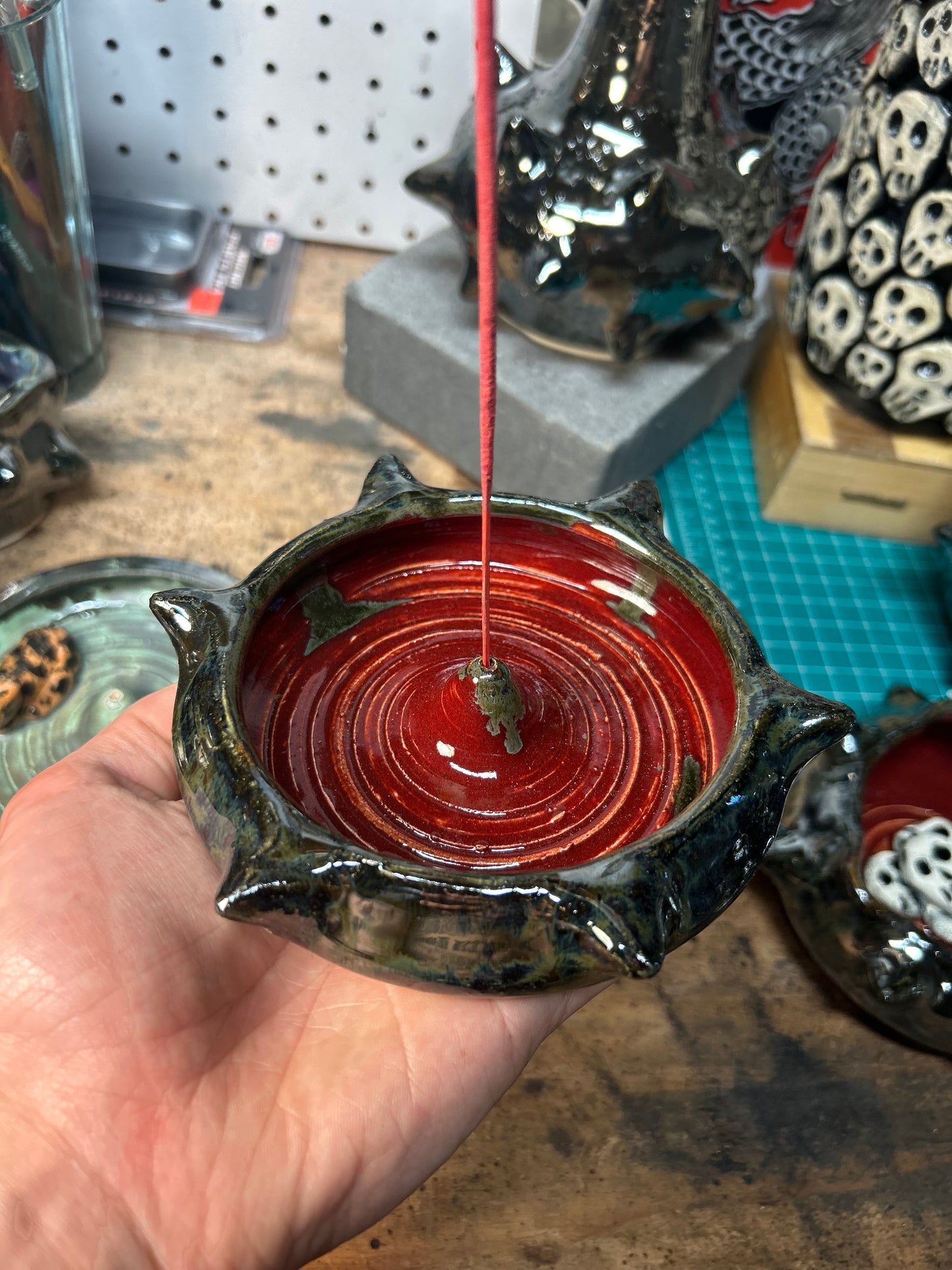 Spiky Red Incense Holder