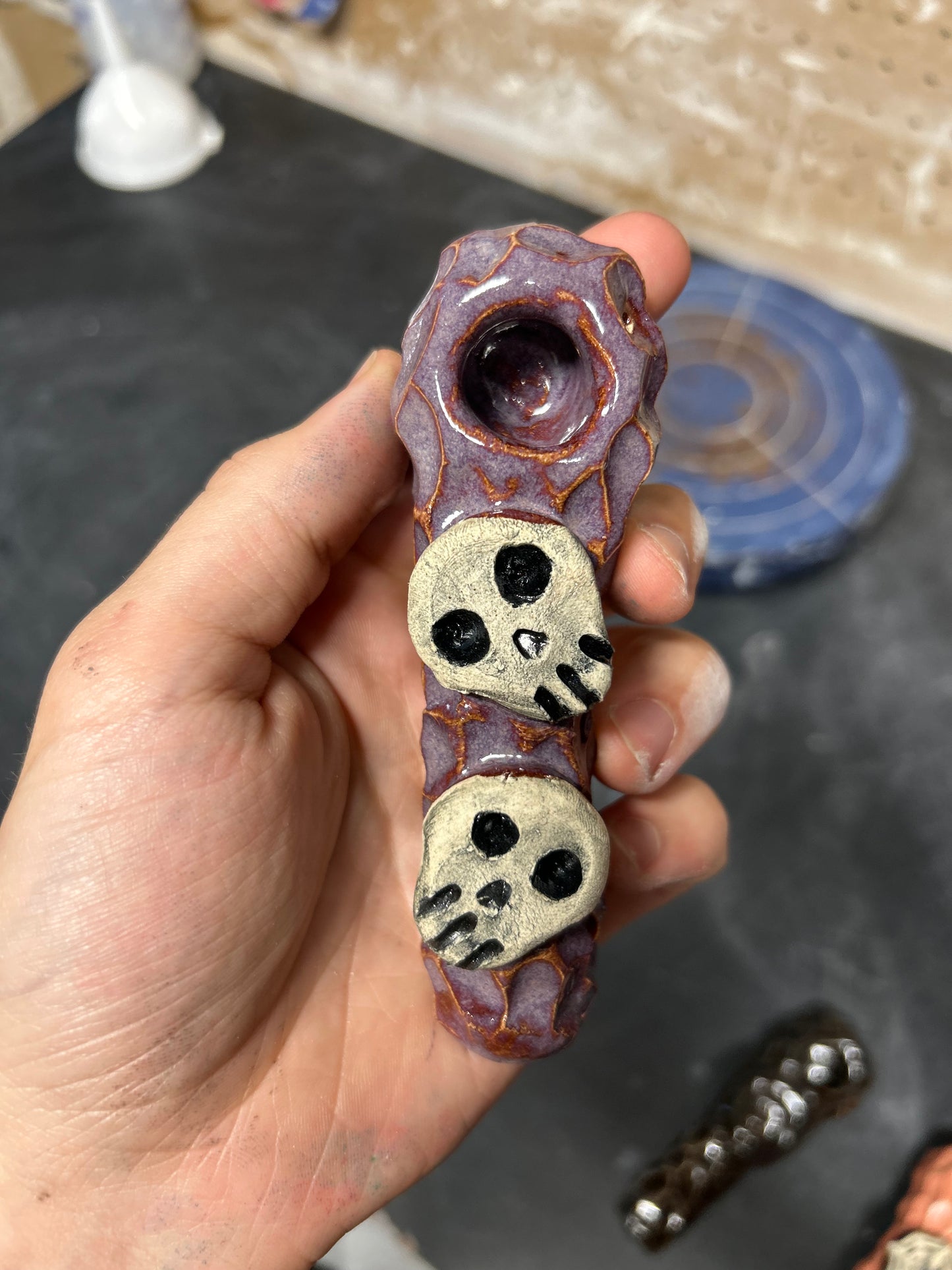 Purple Double Skull Pipe
