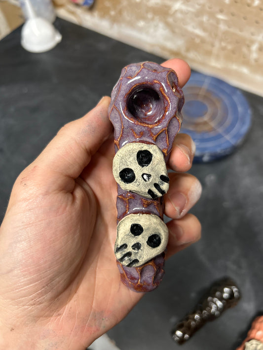 Purple Double Skull Pipe