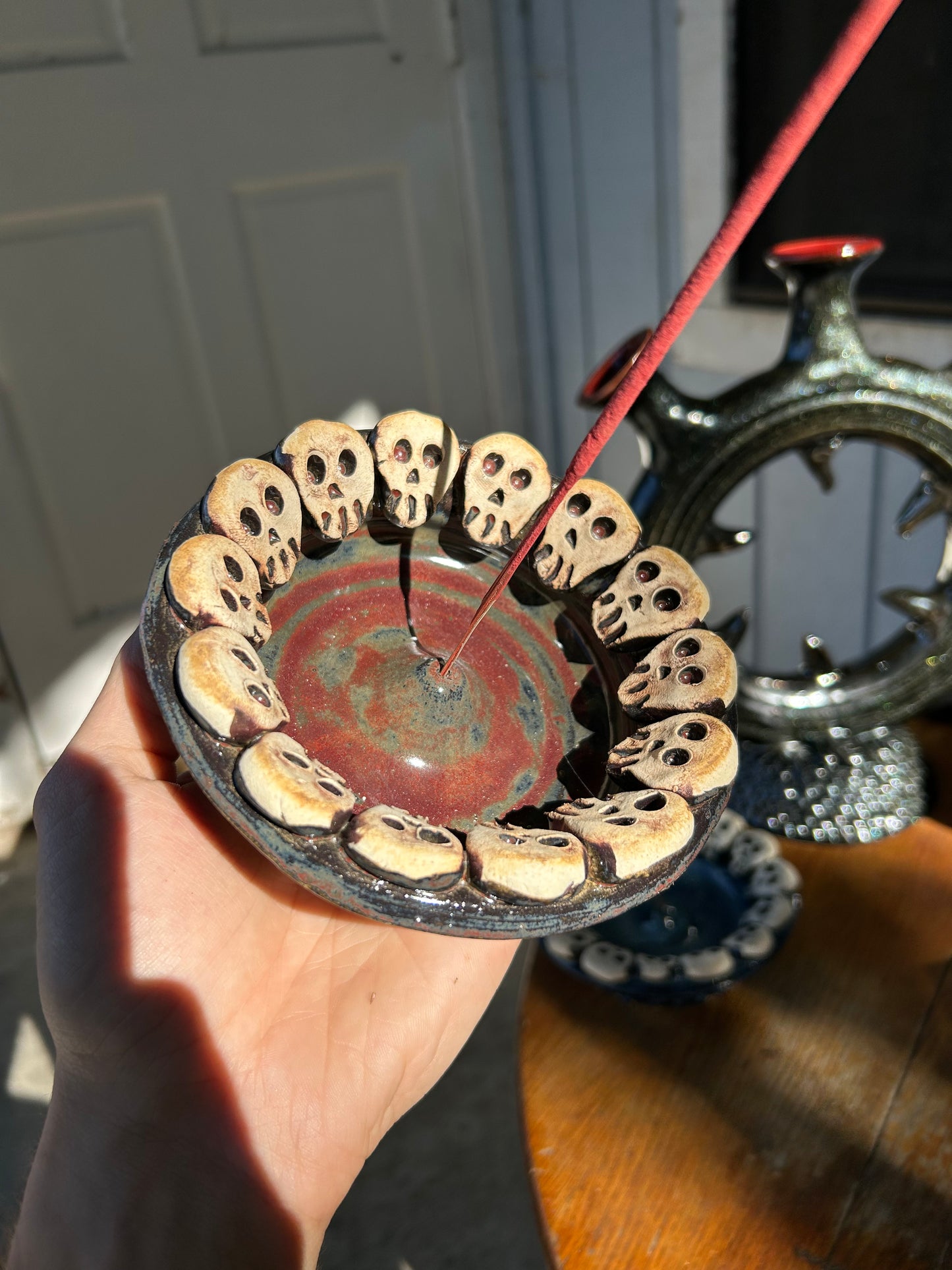 Jasper Skull Gala Incense Holder