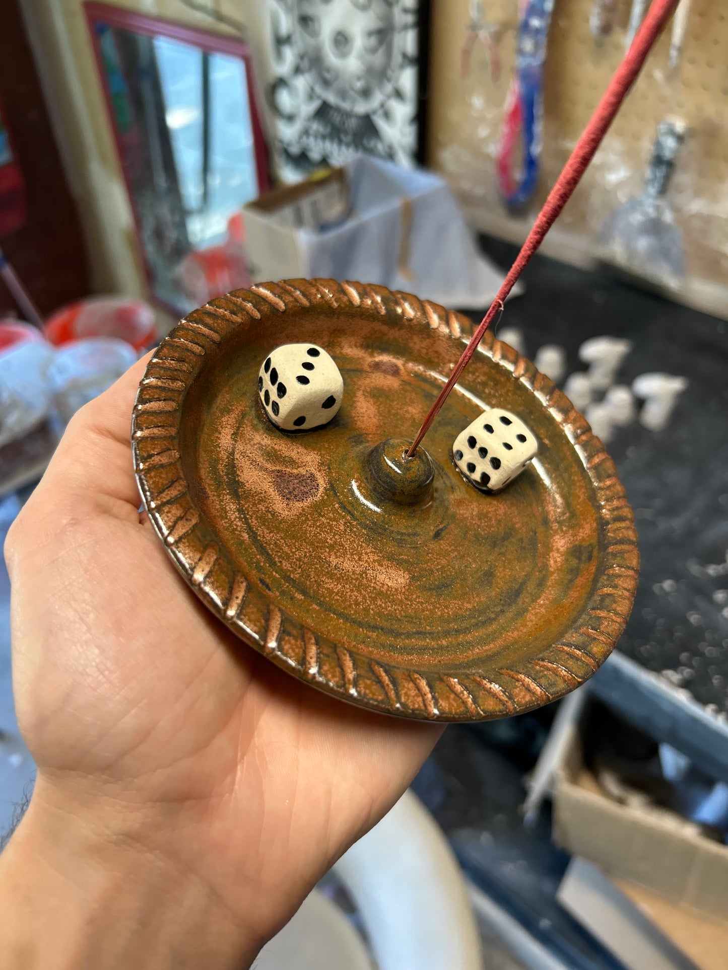 Copper Dice Incense Holder