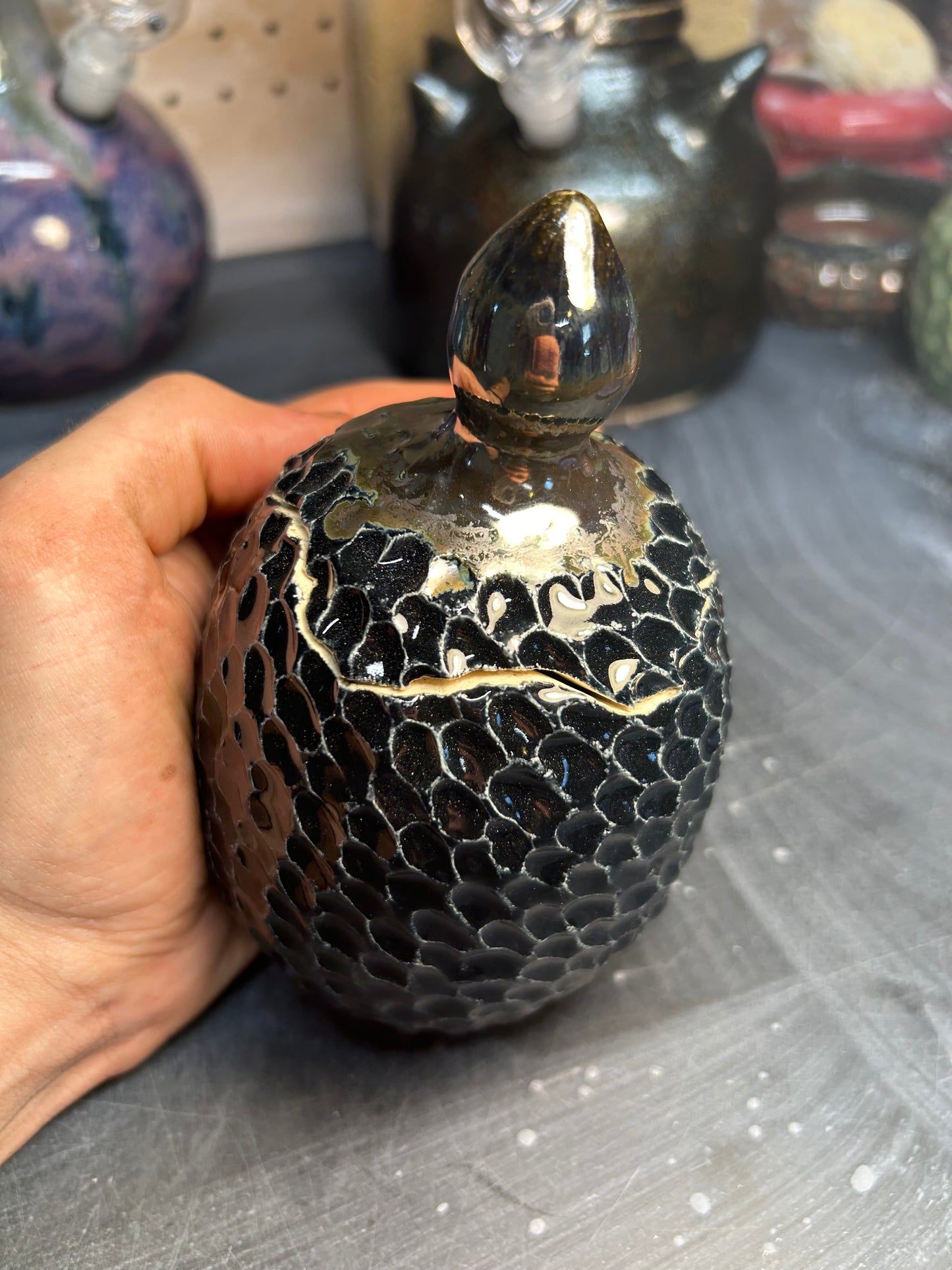 Black & Red Dragon Egg Jar