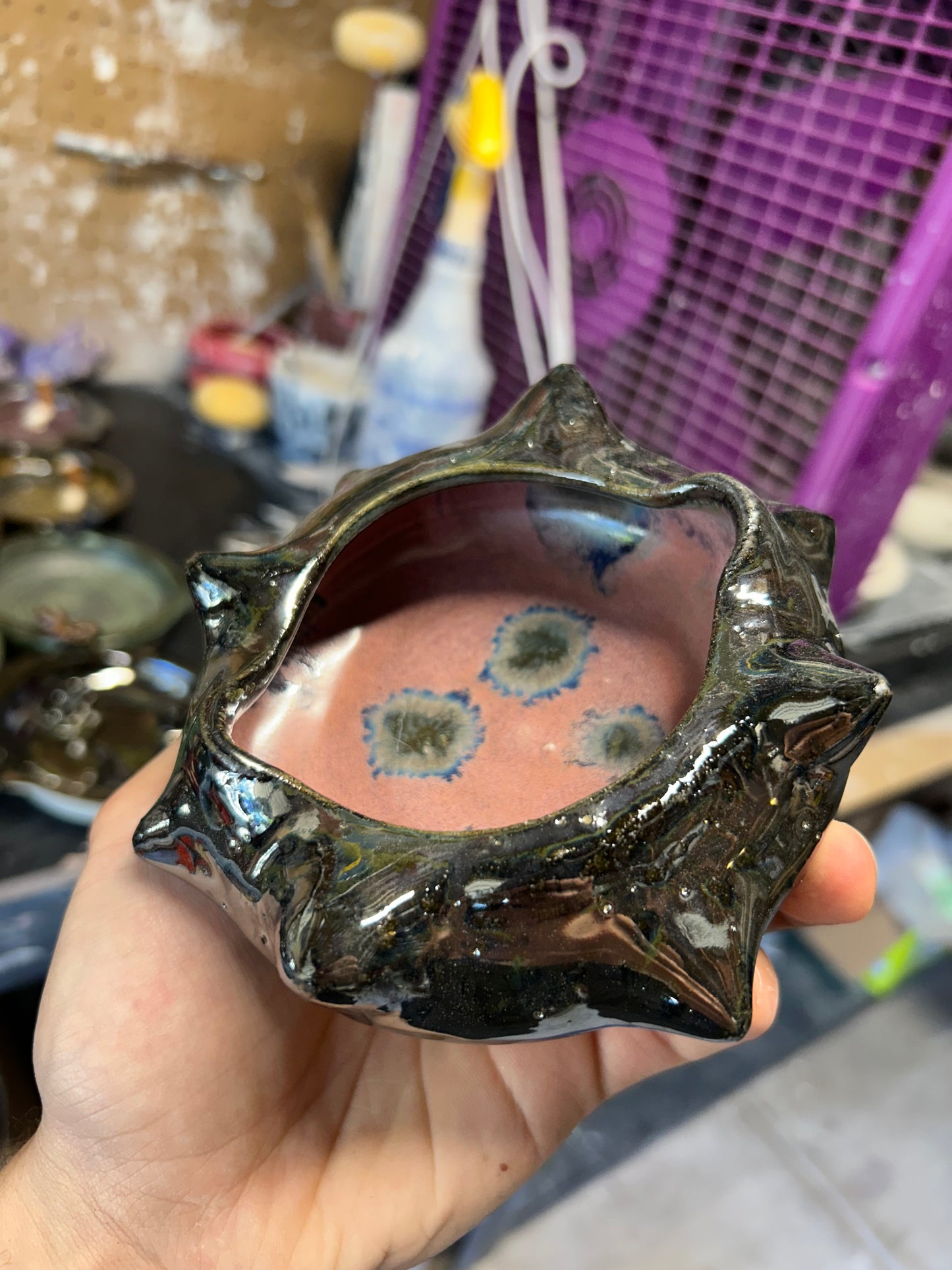 Spiky Pink/Chrome Ashtray