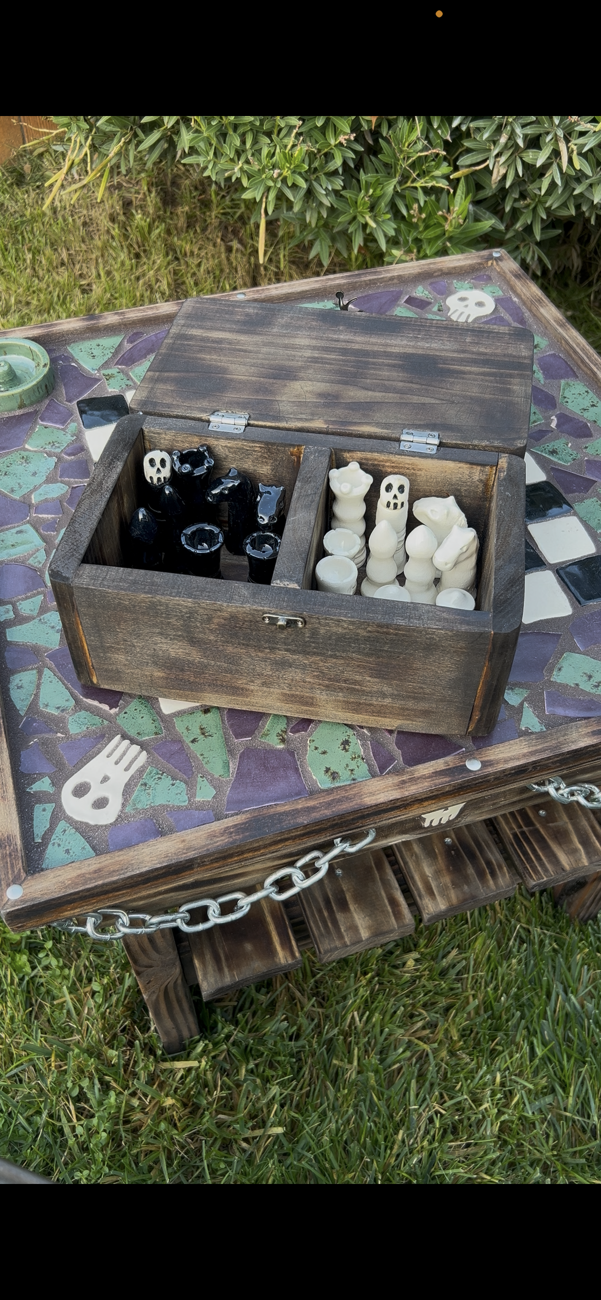 Chess Table with Pieces and Box