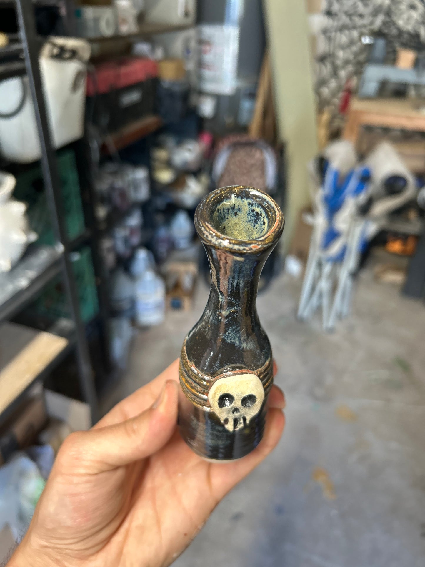 Jasper Skull Vase