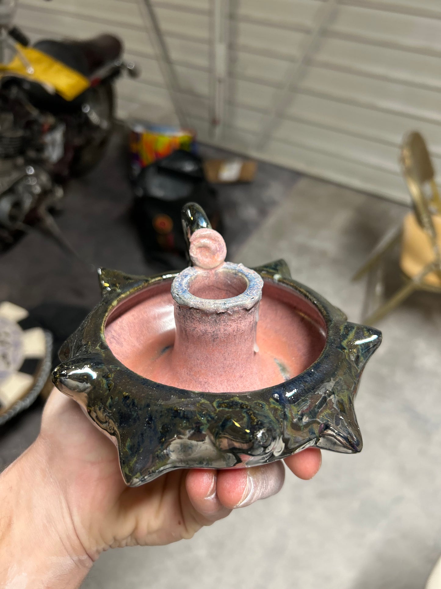 Pink Chrome Candleholder