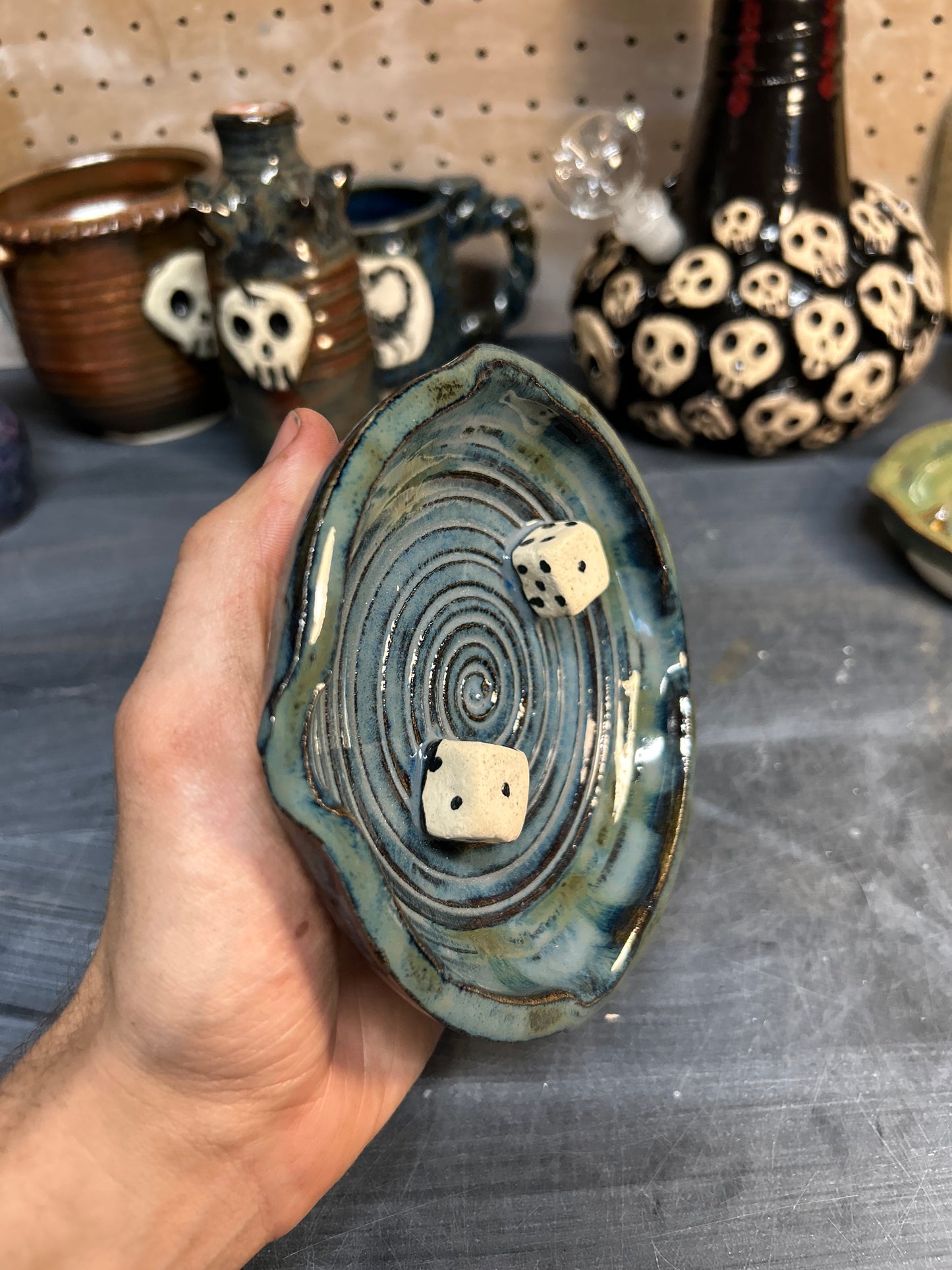 Blue Dice Ashtray