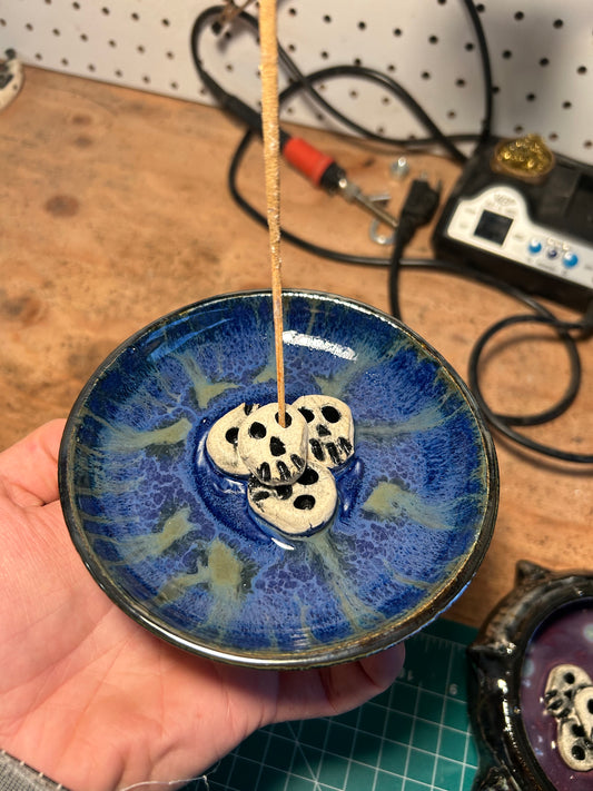 Blue Skullstack Incense Holder