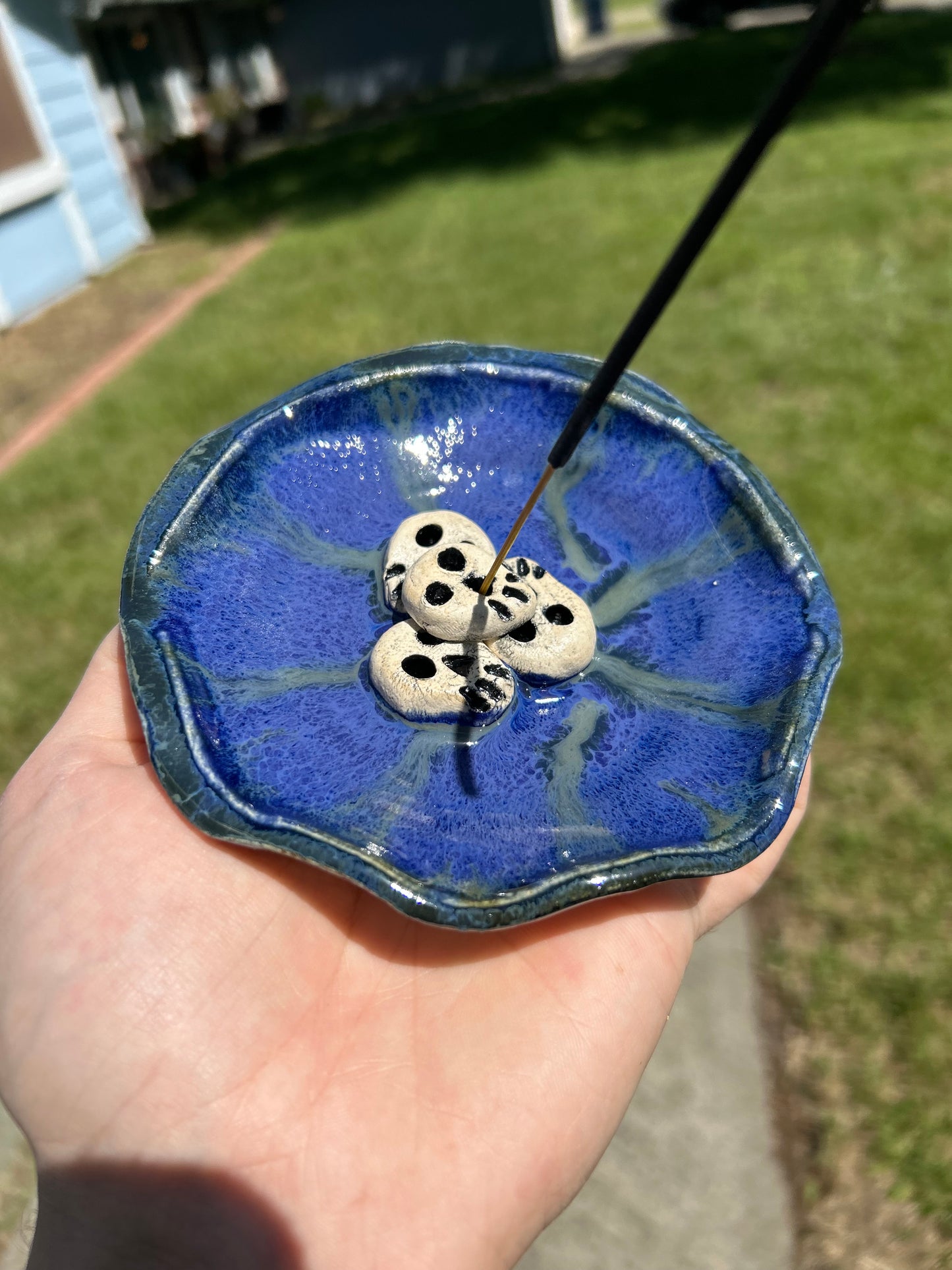 Blue Skullstack Incense Holder