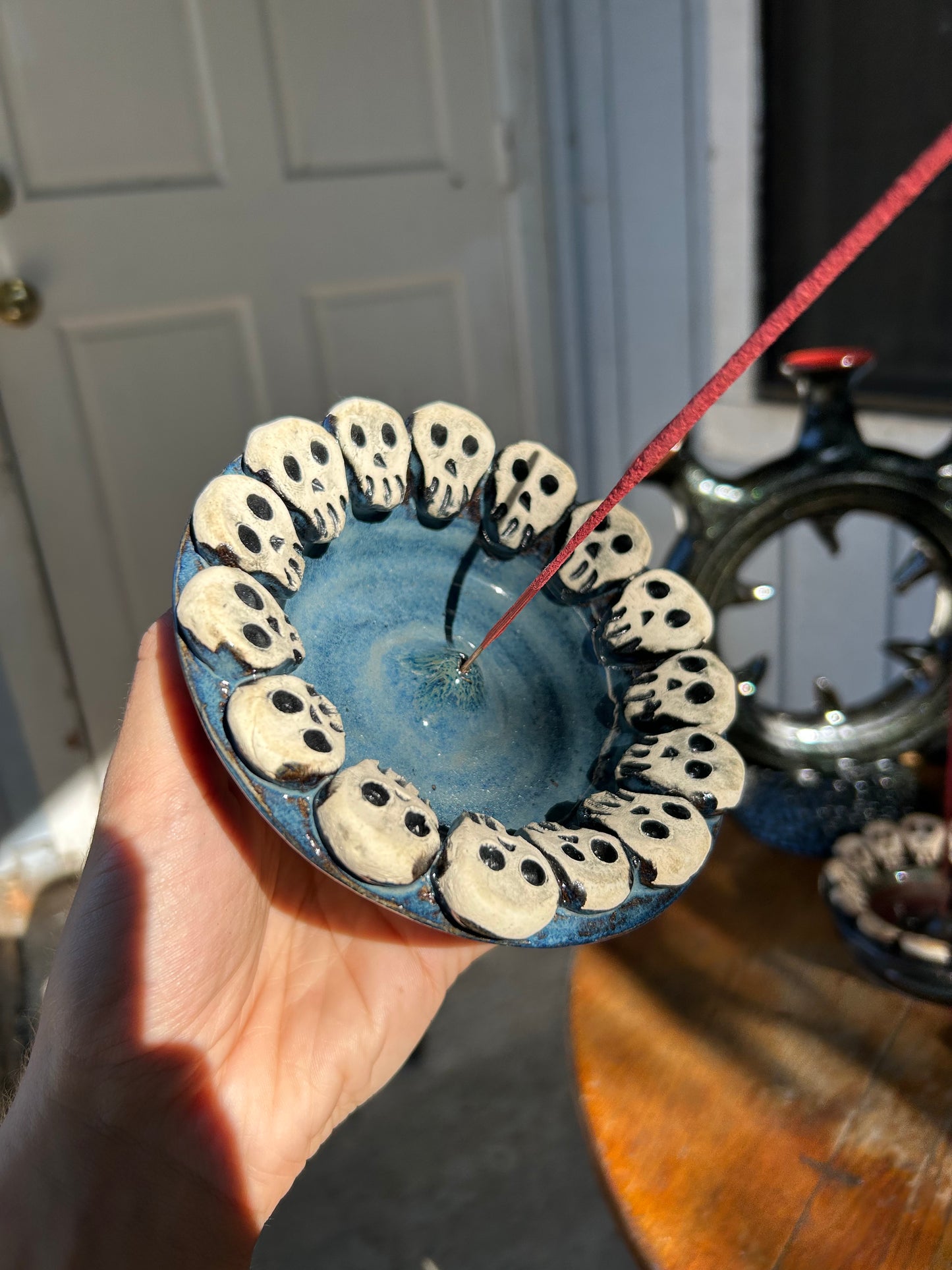 Blue Skull Gala Incense Holder